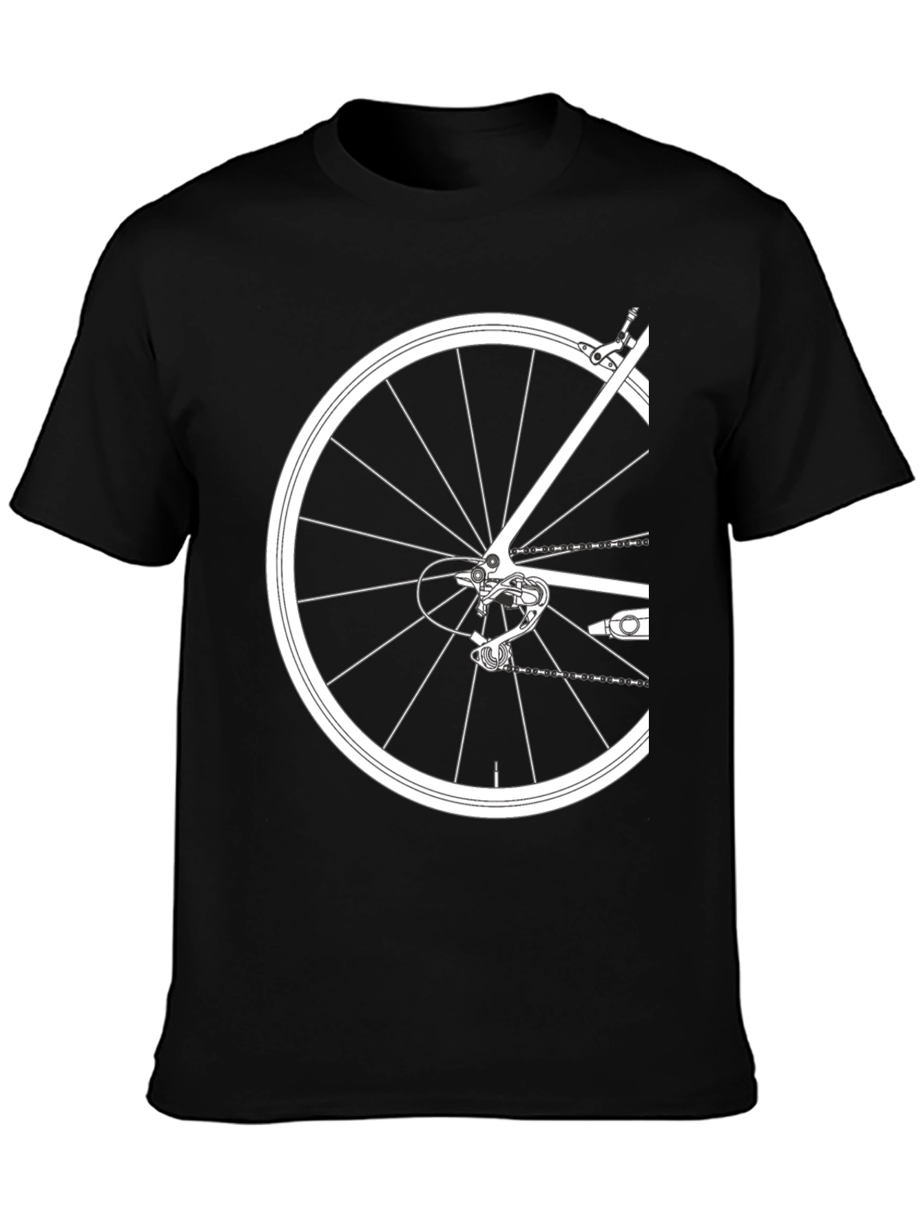 Bike Wheel Graphic Tee - Black Cotton T-Shirt