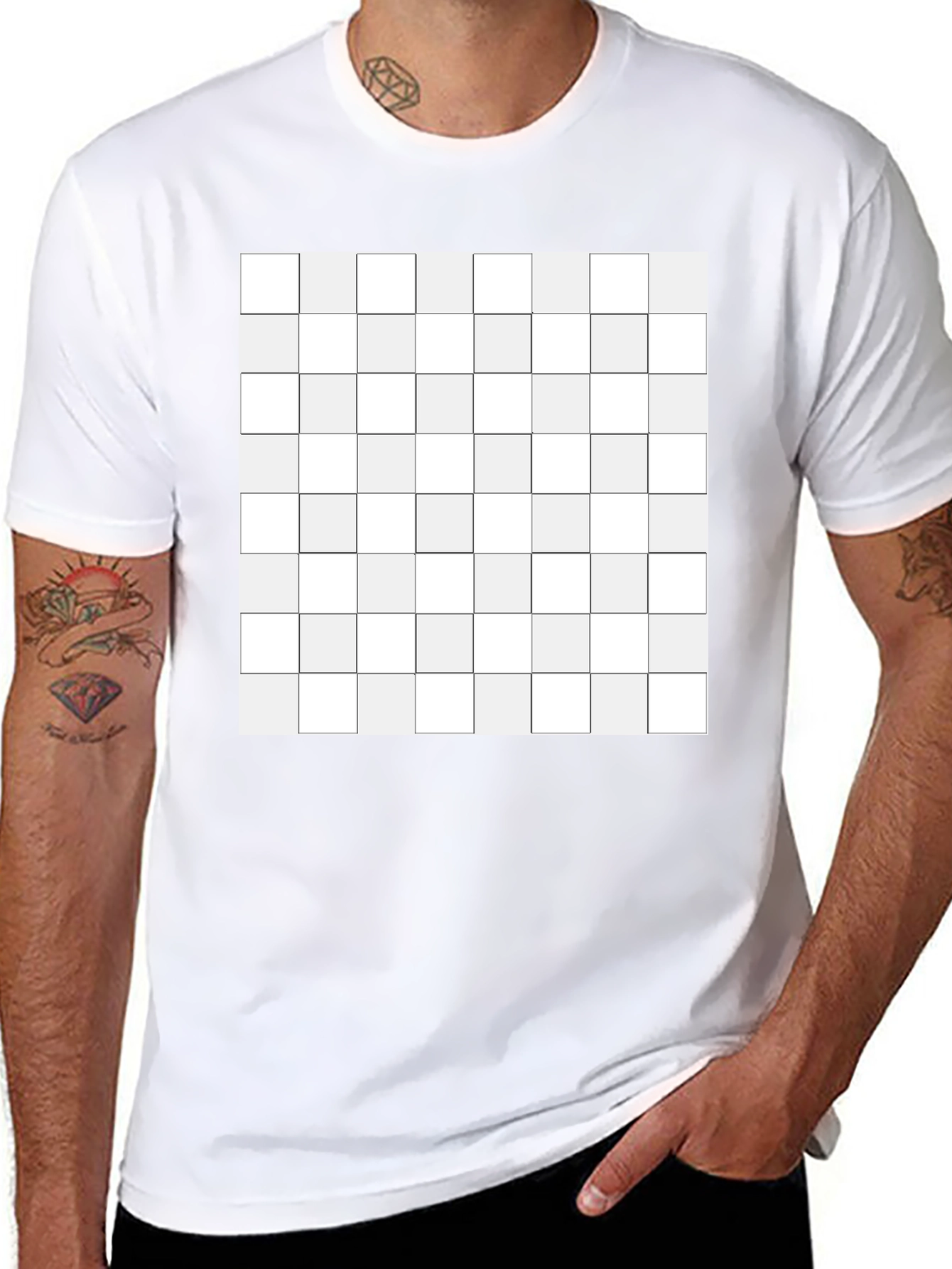 Grid Design Black T-Shirt