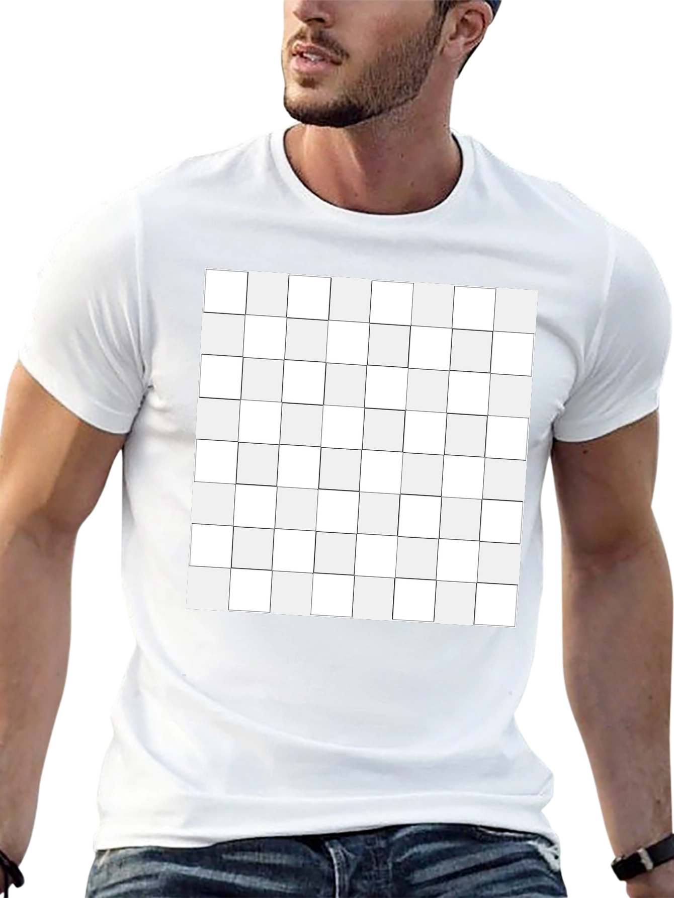 Grid Design Black T-Shirt