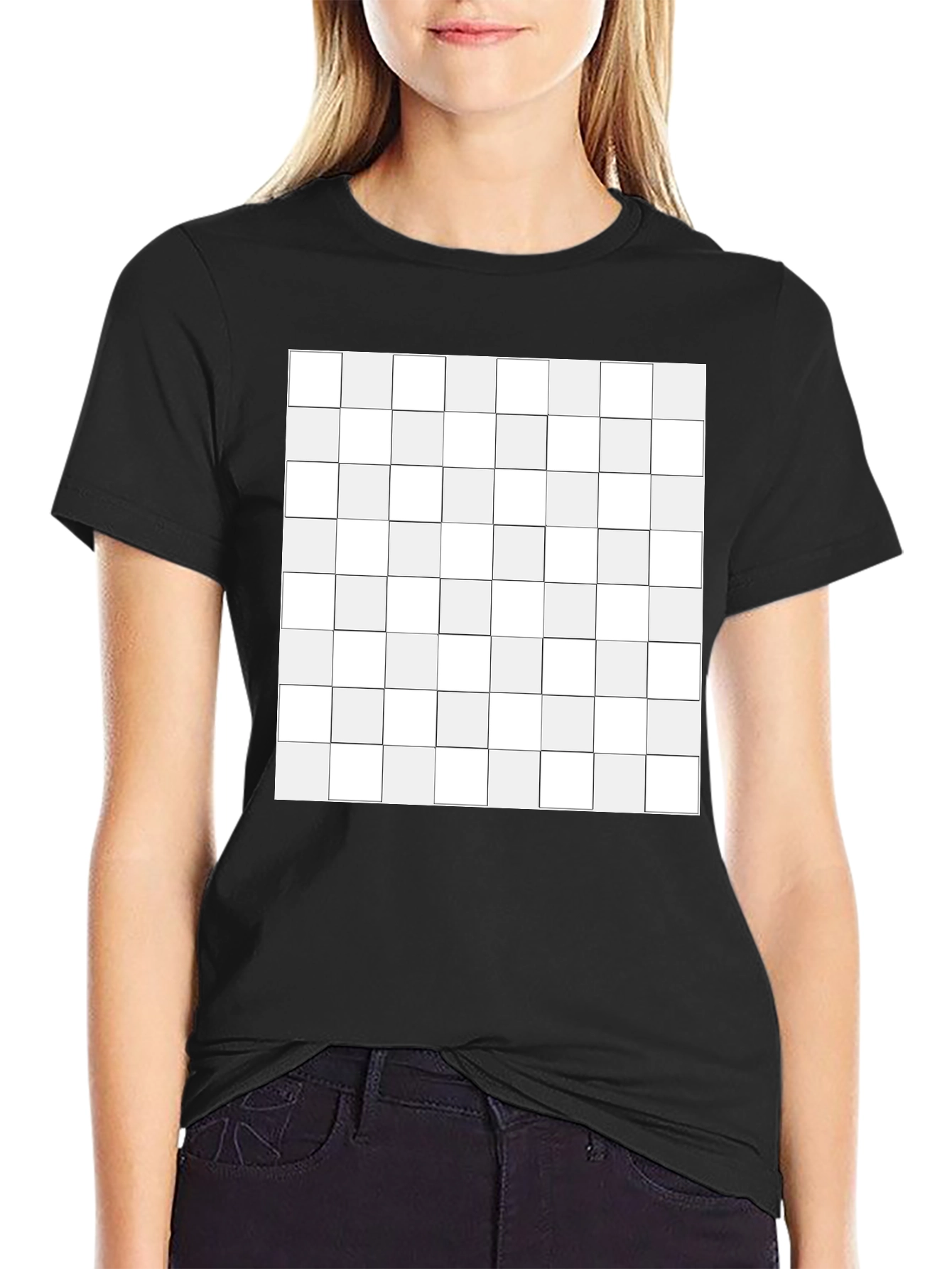 Grid Design Black T-Shirt