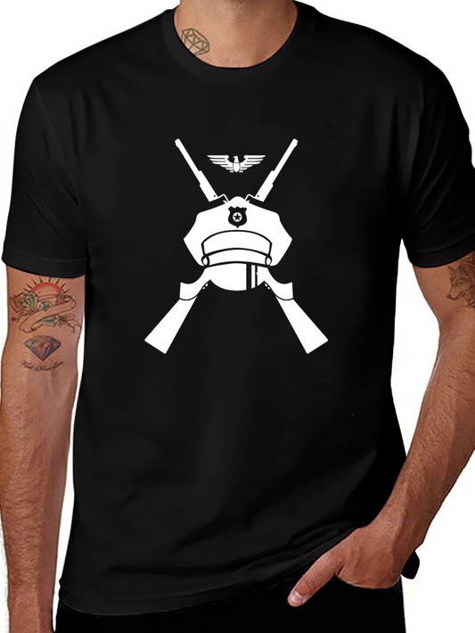 Police Hat & Rifles Black Graphic Tee