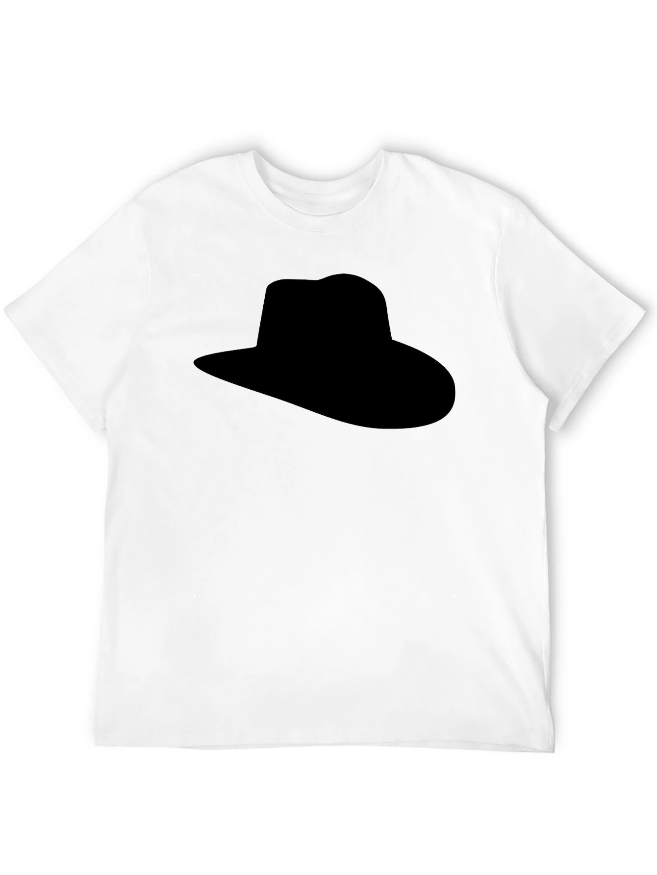 Mens Black T-Shirt with Hat Silhouette Graphic