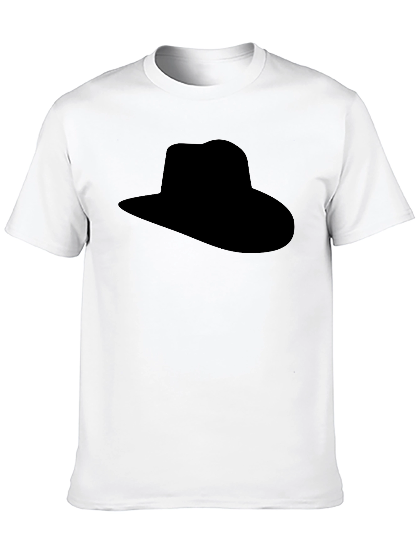 Mens Black T-Shirt with Hat Silhouette Graphic