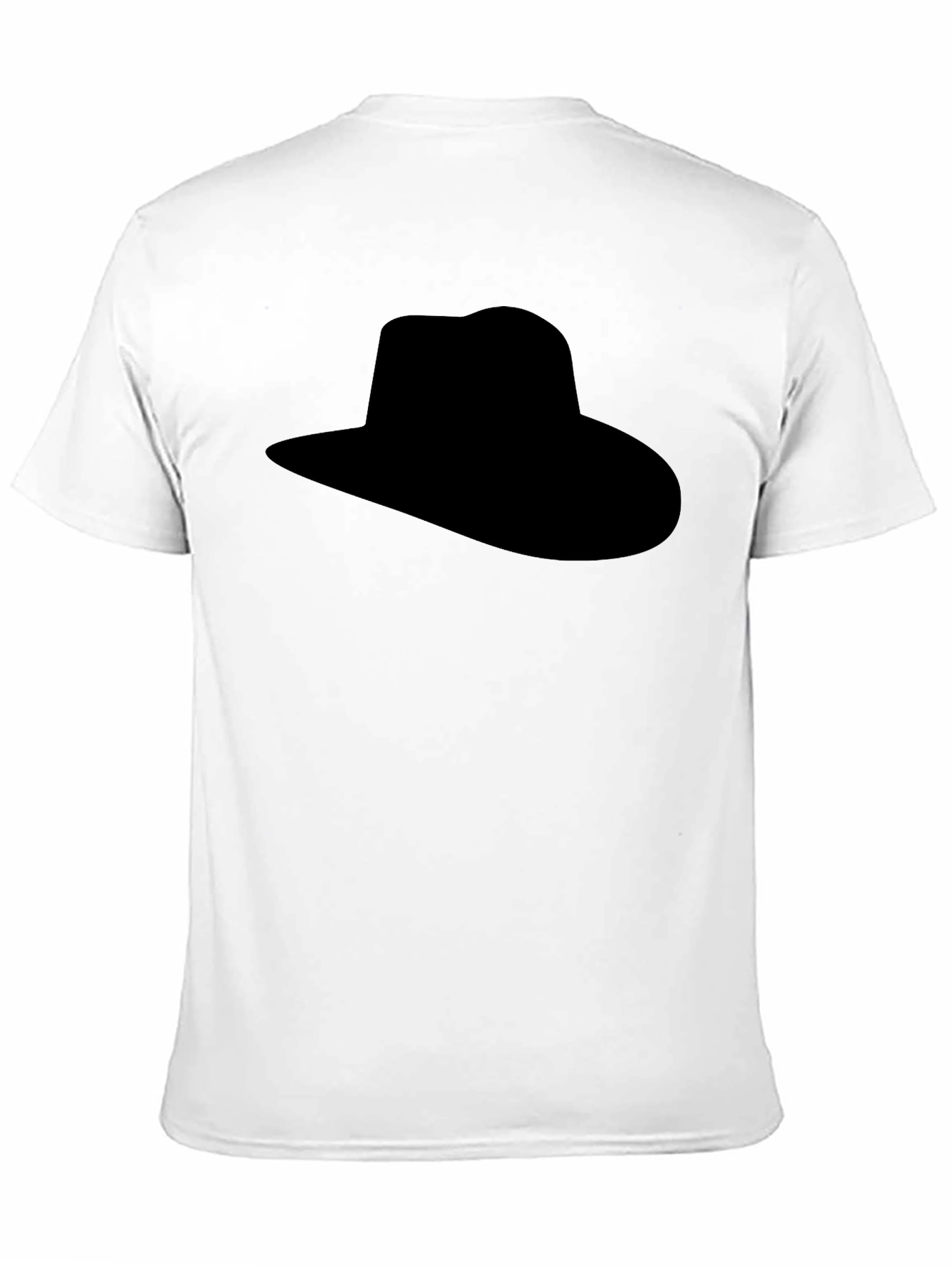 Mens Black T-Shirt with Hat Silhouette Graphic