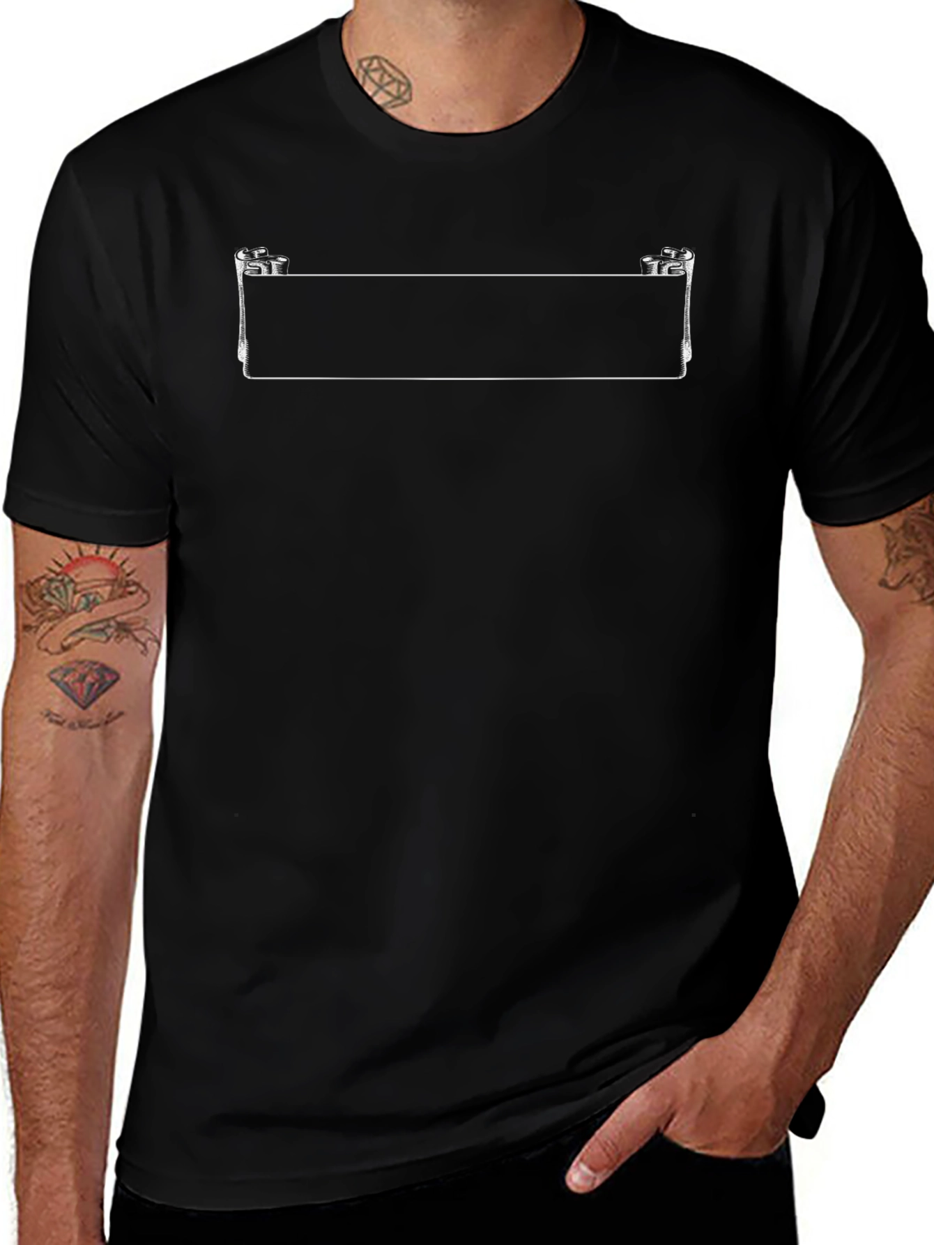 Black T-Shirt with Banner Design