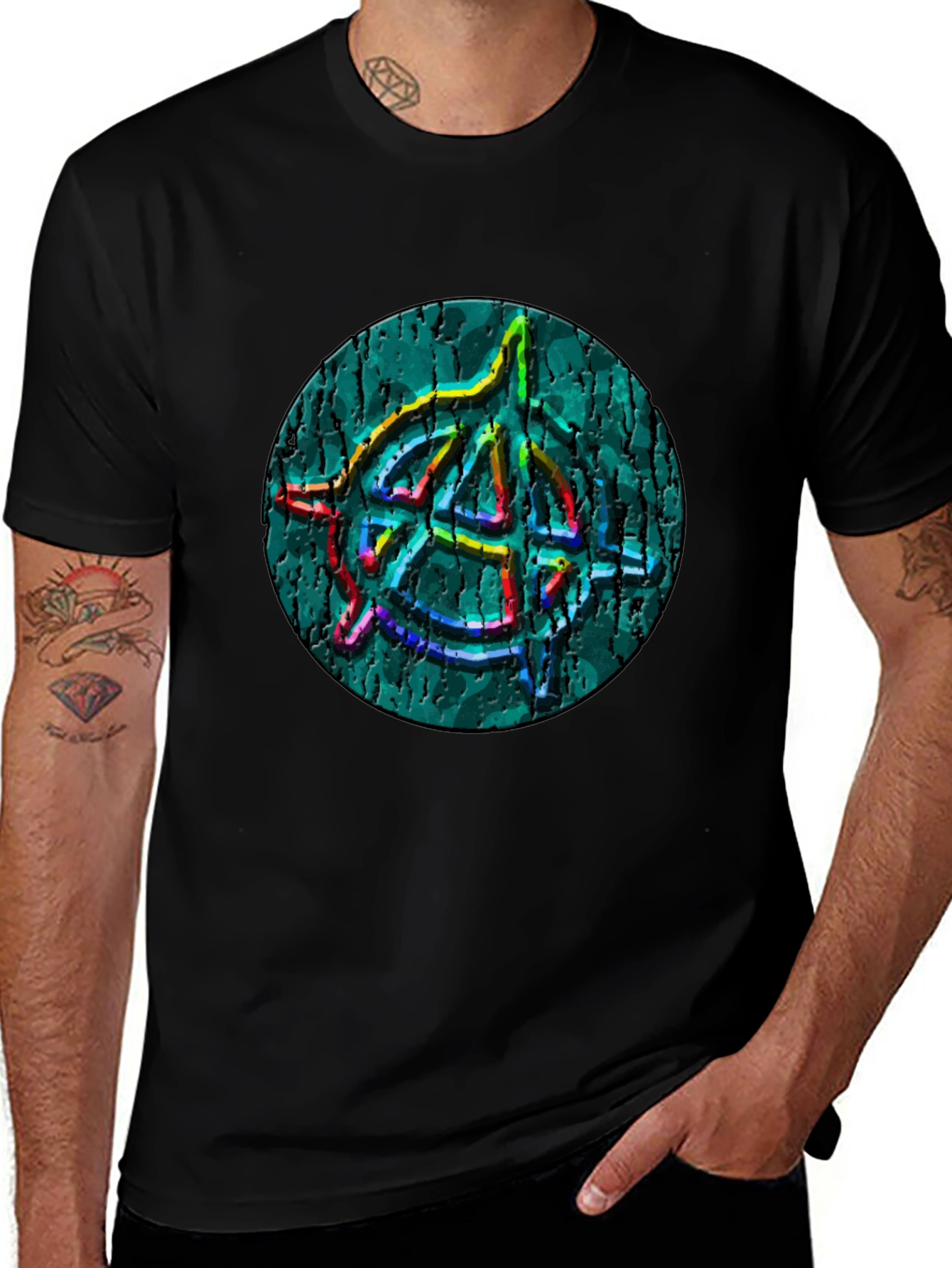 Anarchy Symbol T-Shirt - Cracked Style Graphic