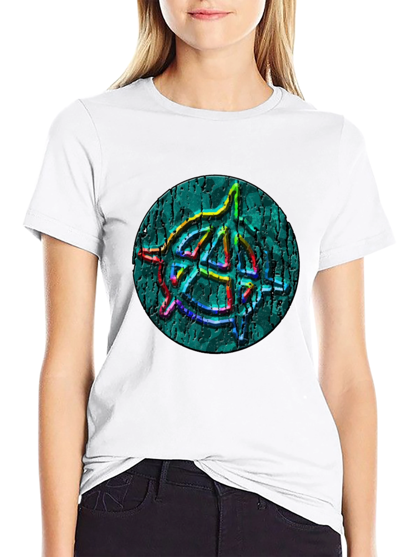 Anarchy Symbol T-Shirt - Cracked Style Graphic