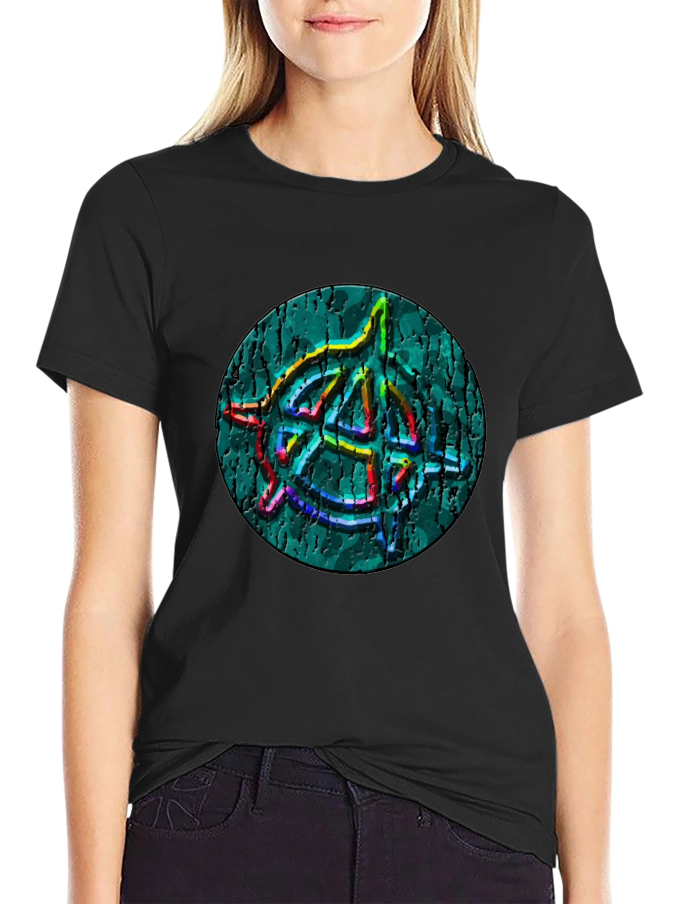 Anarchy Symbol T-Shirt - Cracked Style Graphic