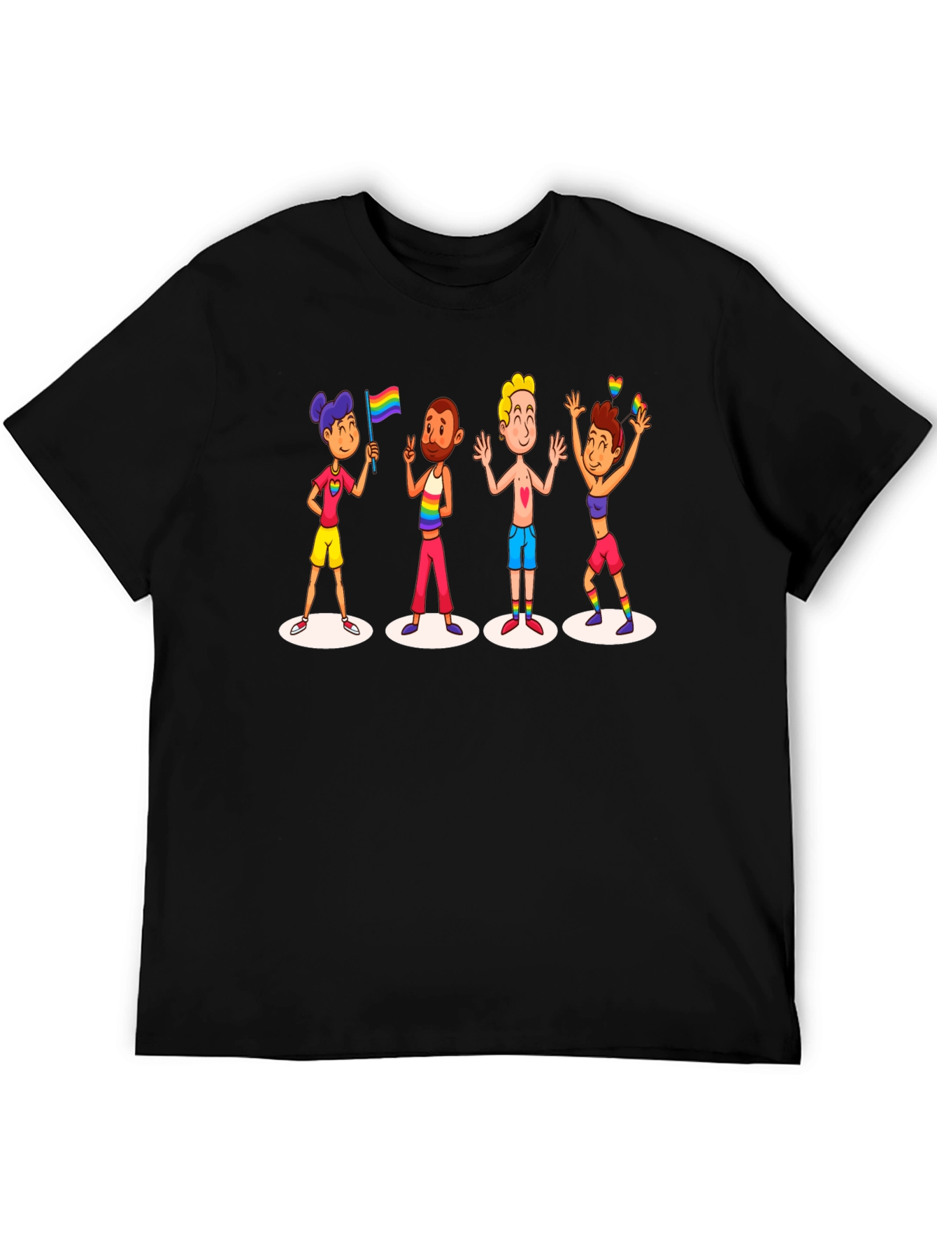 LGBTQ+ Pride Cartoon Graphic Black T-Shirt