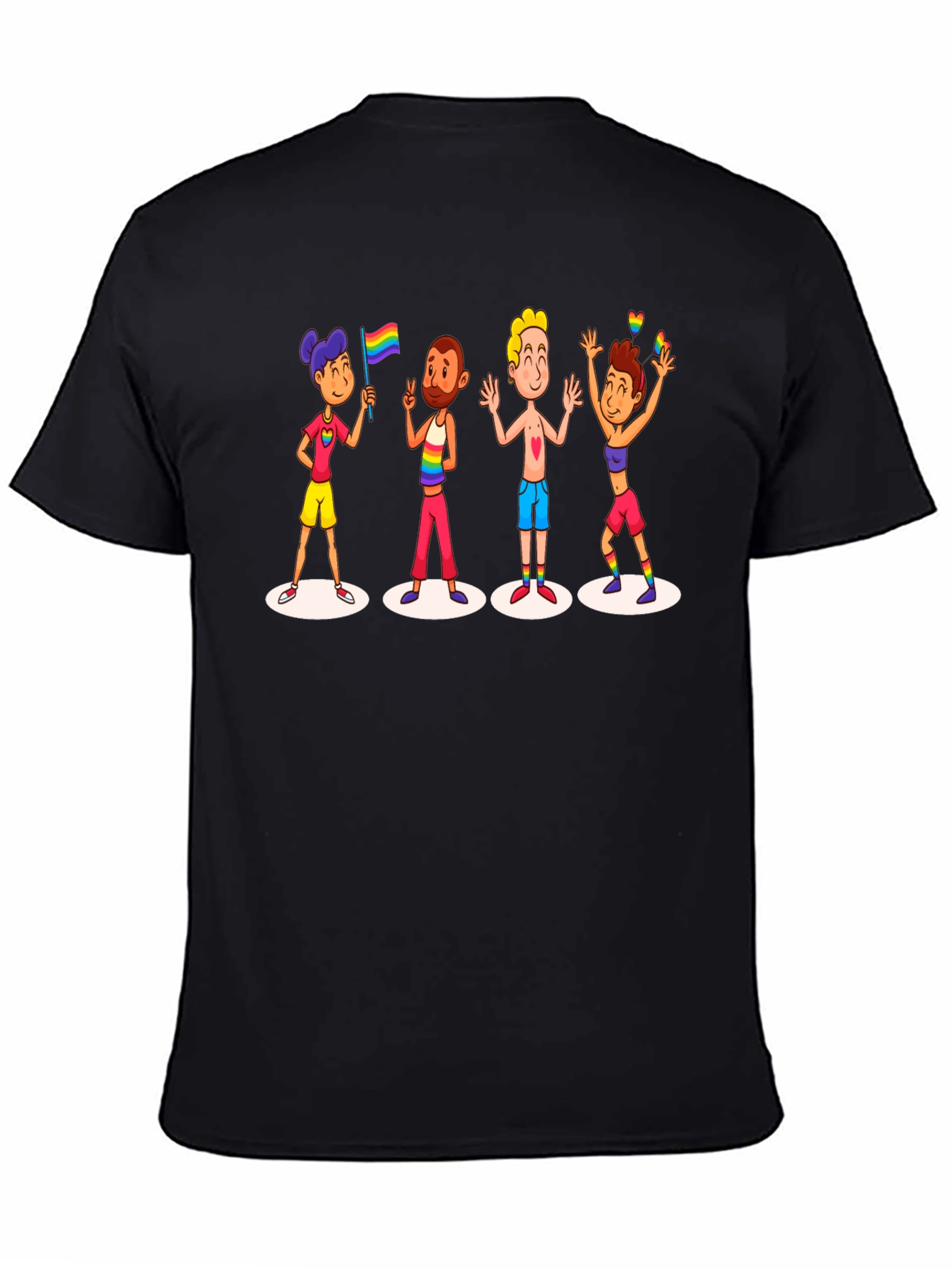LGBTQ+ Pride Cartoon Graphic Black T-Shirt