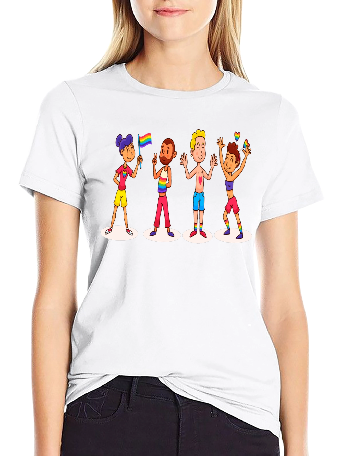LGBTQ+ Pride Cartoon Graphic Black T-Shirt