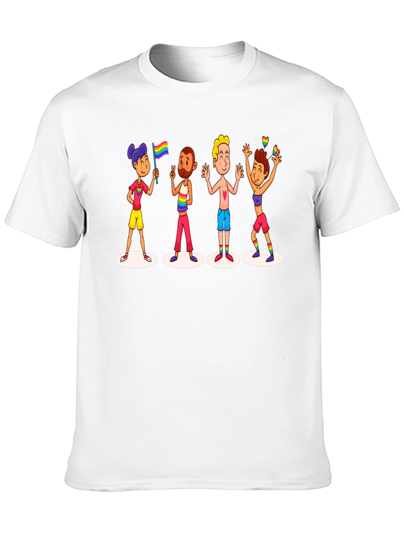 LGBTQ+ Pride Cartoon Graphic Black T-Shirt