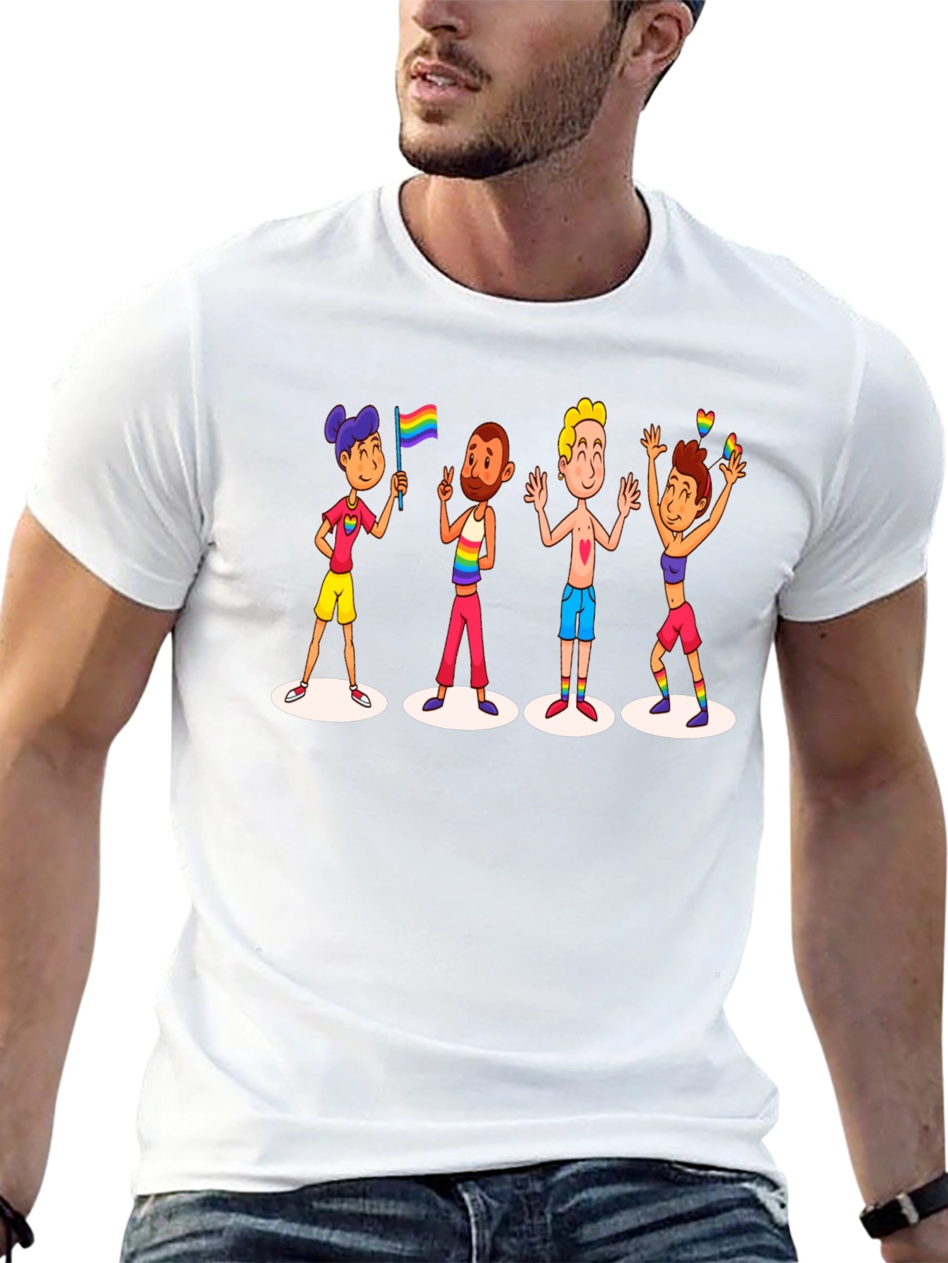 LGBTQ+ Pride Cartoon Graphic Black T-Shirt