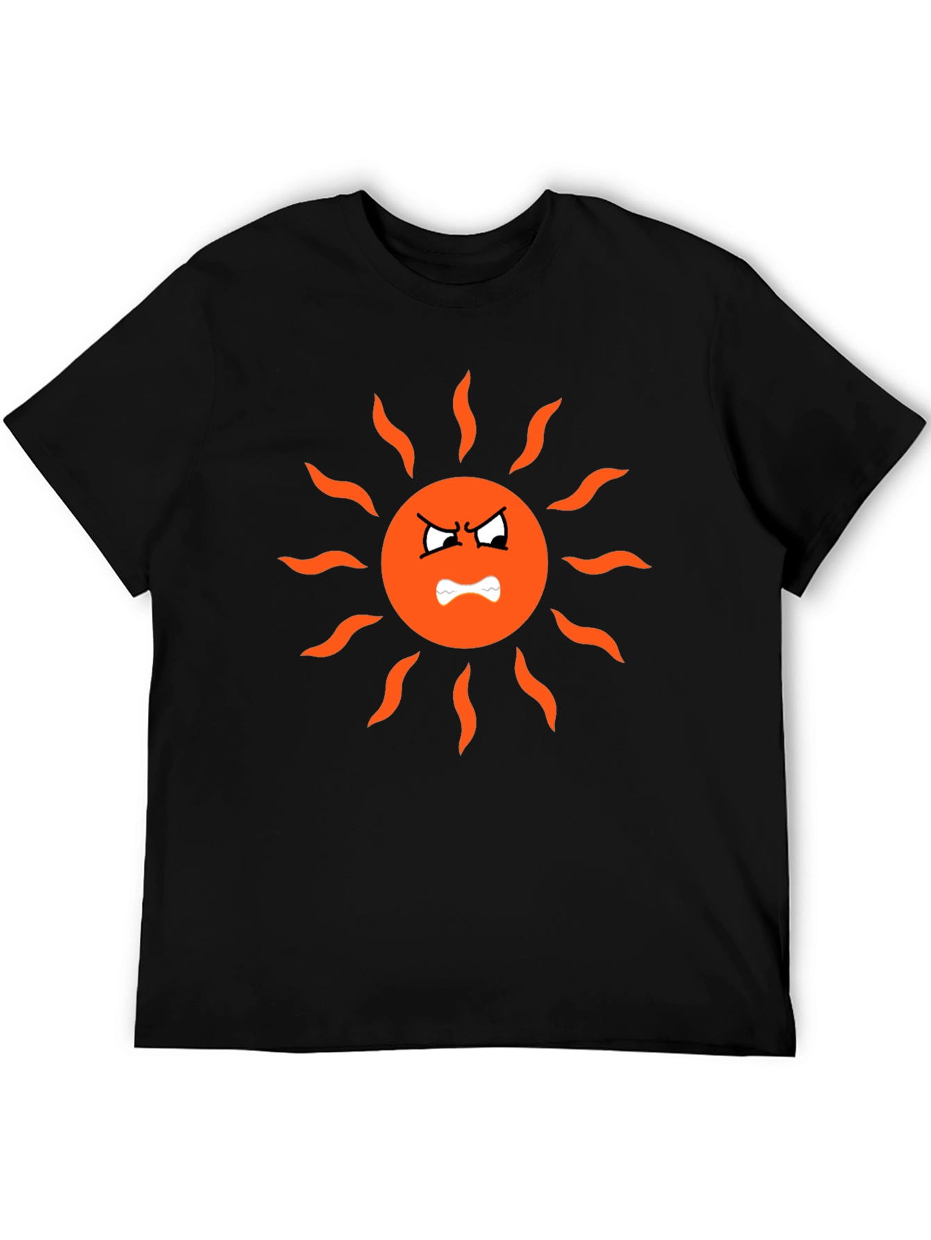Angry Sun Graphic Tee - Black Cotton T-Shirt