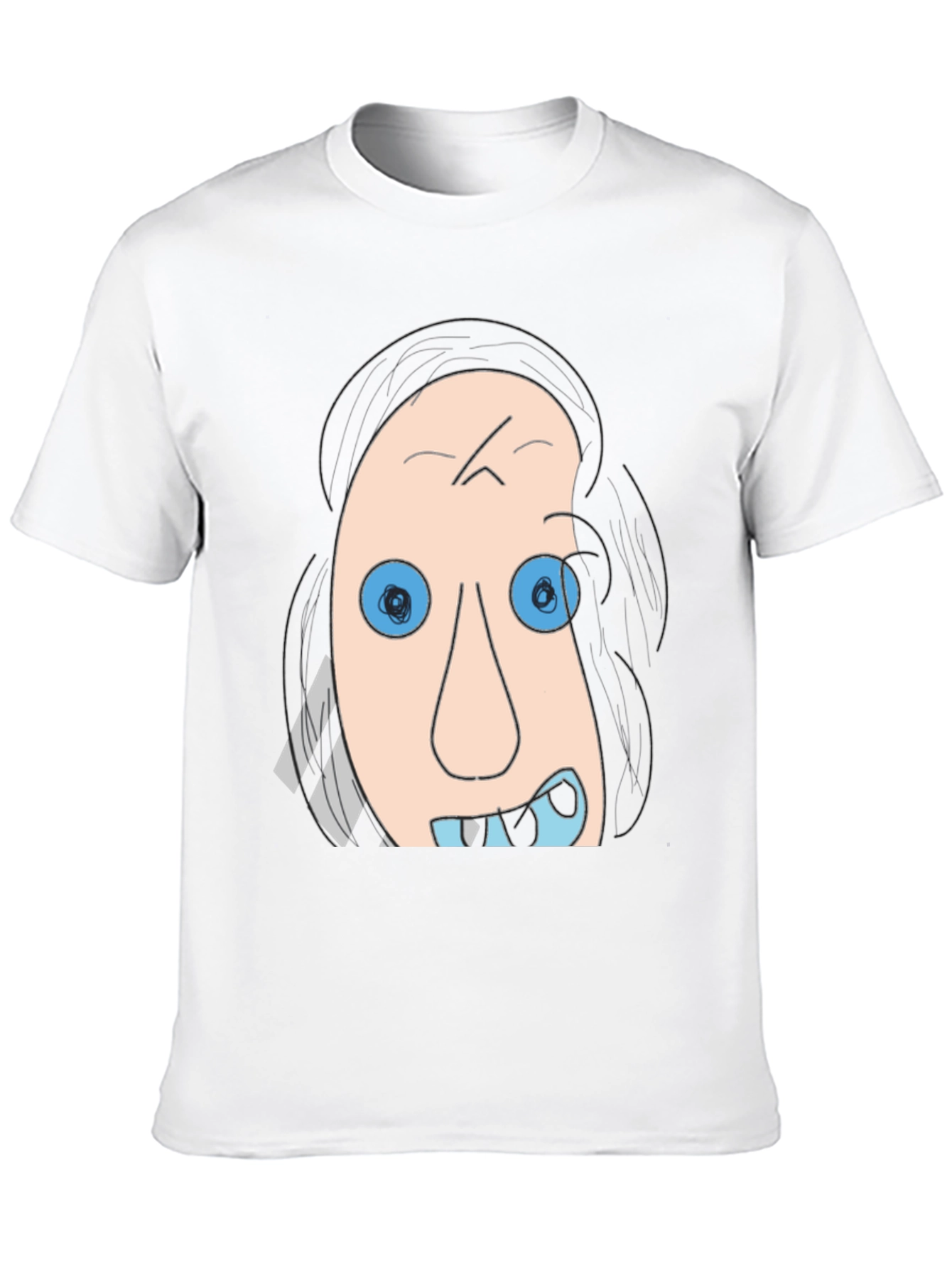 Cartoon Face Graphic Tee - Black Cotton T-Shirt
