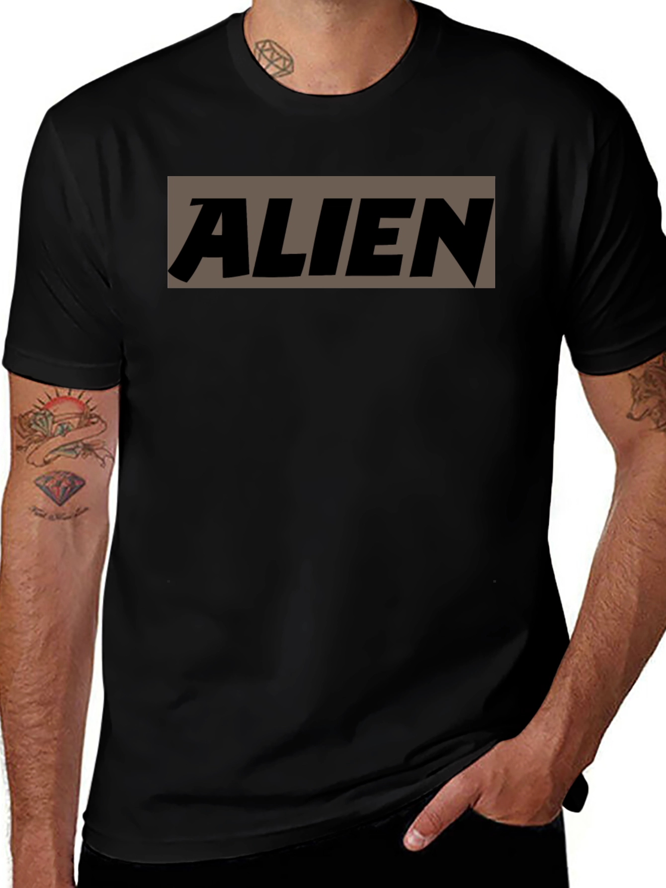ALIEN Graphic Print Mens Black T-Shirt