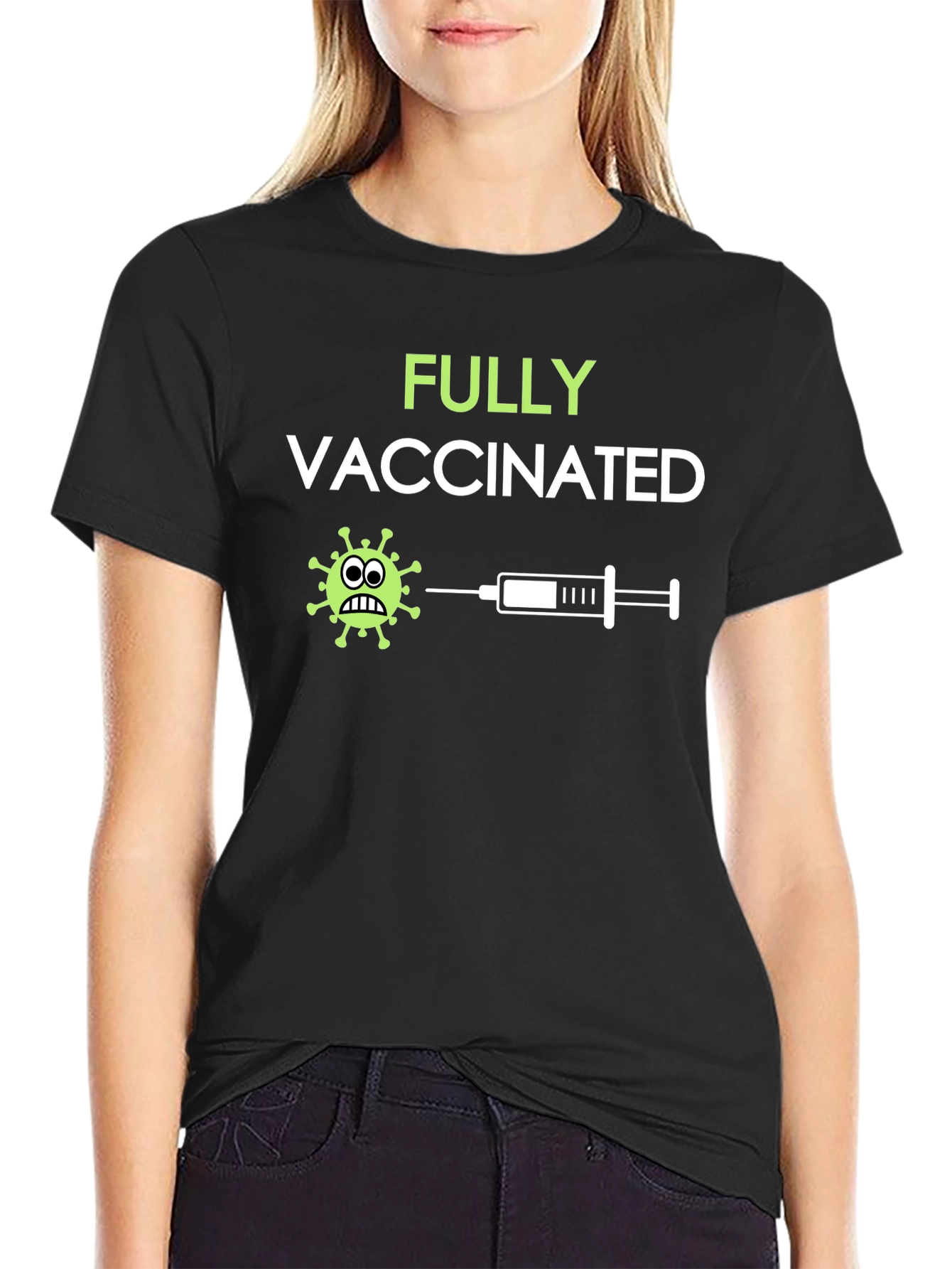Fully Vaccinated Graphic Tee - Black Cotton T-Shirt