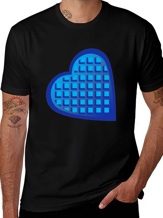 Heart Waffle Graphic Tee - Casual Mens Shirt