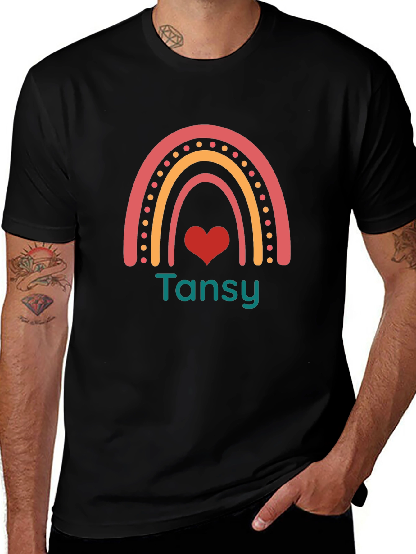 Rainbow Heart Name T-Shirt