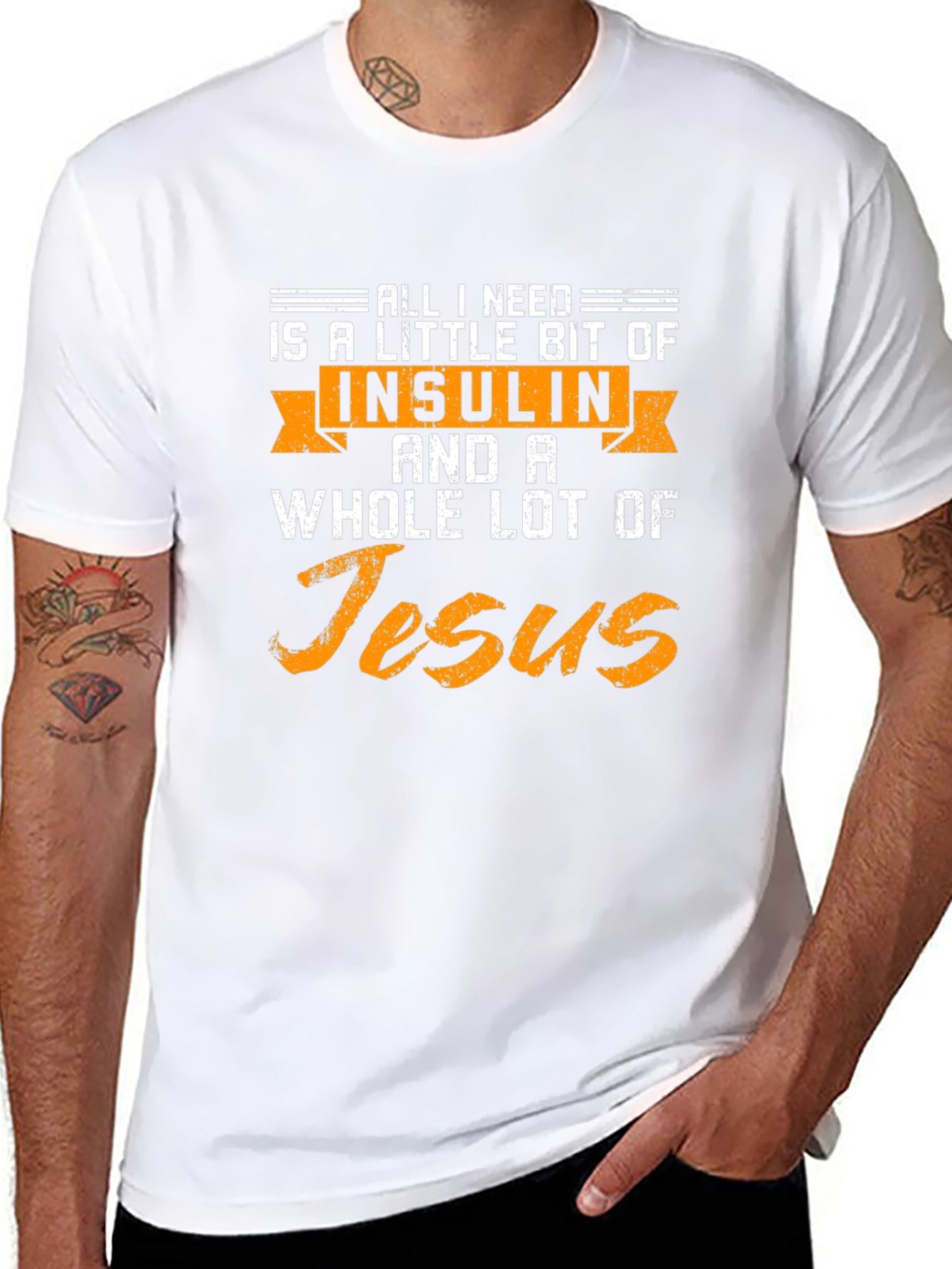 Insulin and Jesus T-Shirt Diabetes Awareness