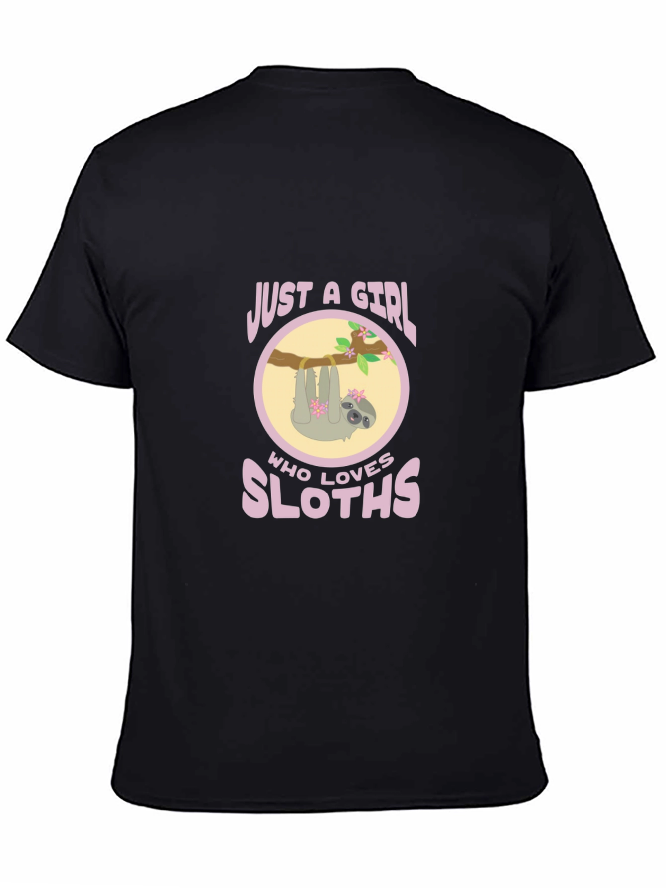 Girl Who Loves Sloths Black Tee