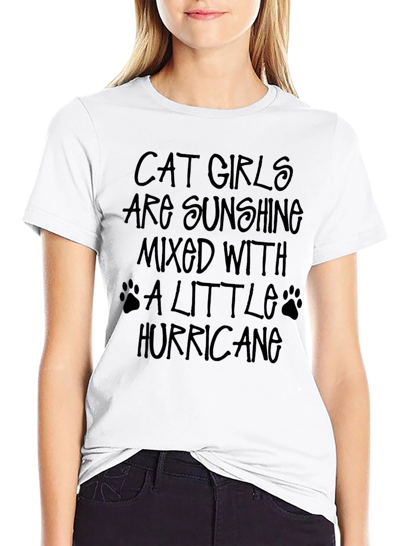 Cat Girls Hurricane Black Graphic T-Shirt