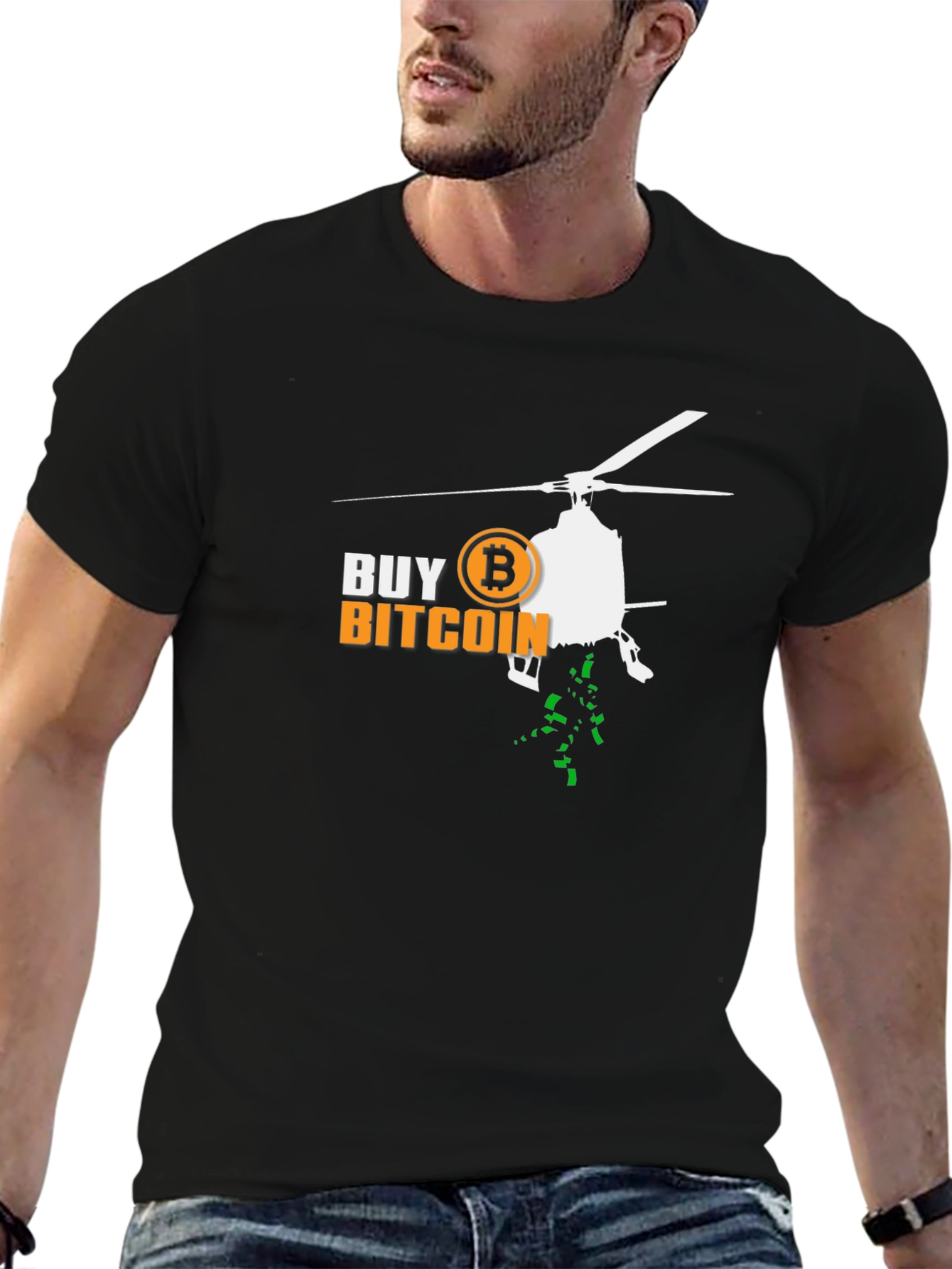 Buy Bitcoin Helicopter T-Shirt Crypto Black Tee