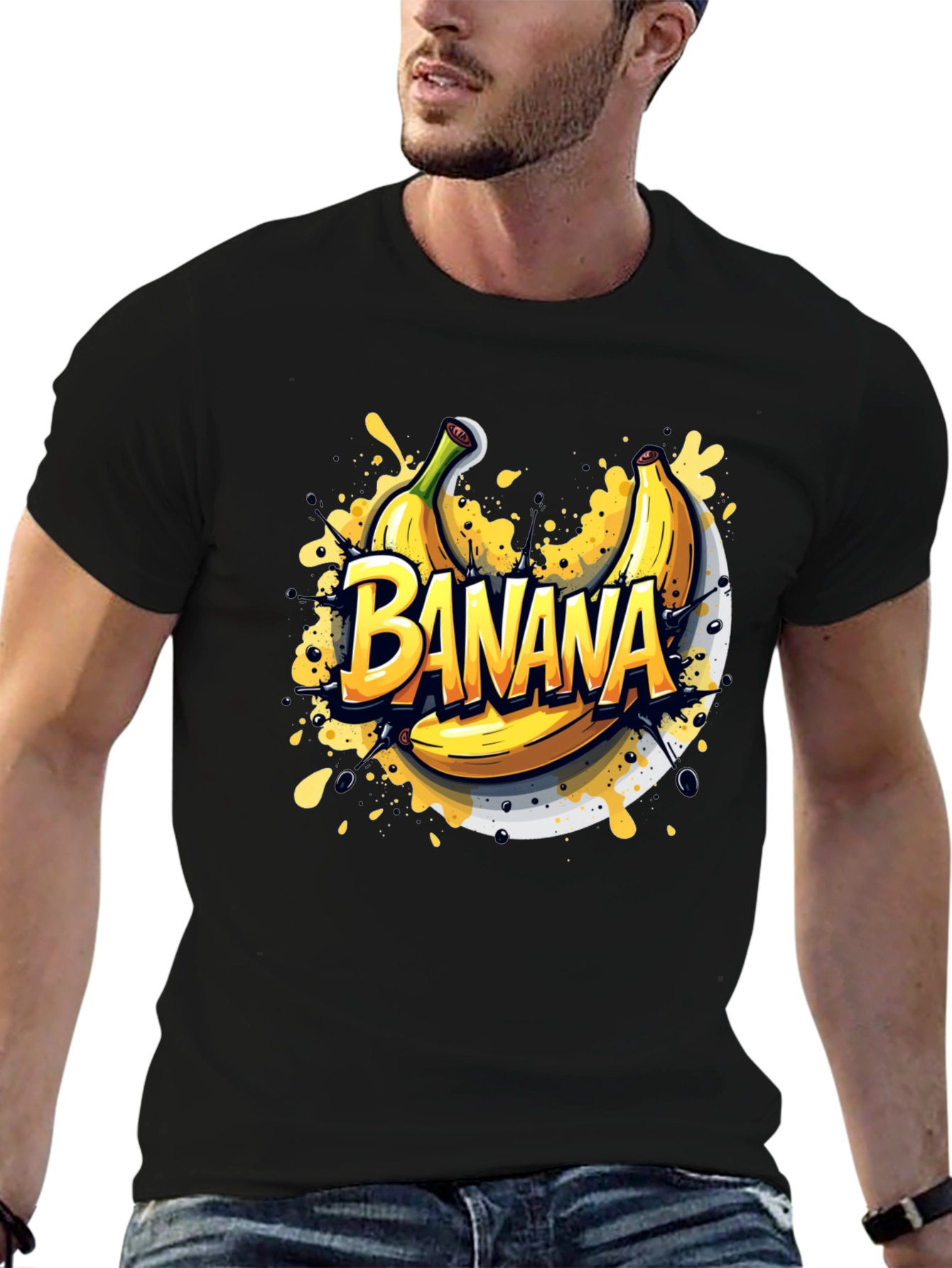 Banana Graphic Tee - Fruit Lovers Black T-Shirt
