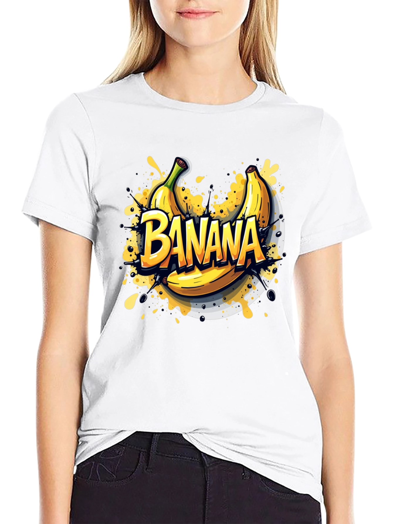 Banana Graphic Tee - Fruit Lovers Black T-Shirt