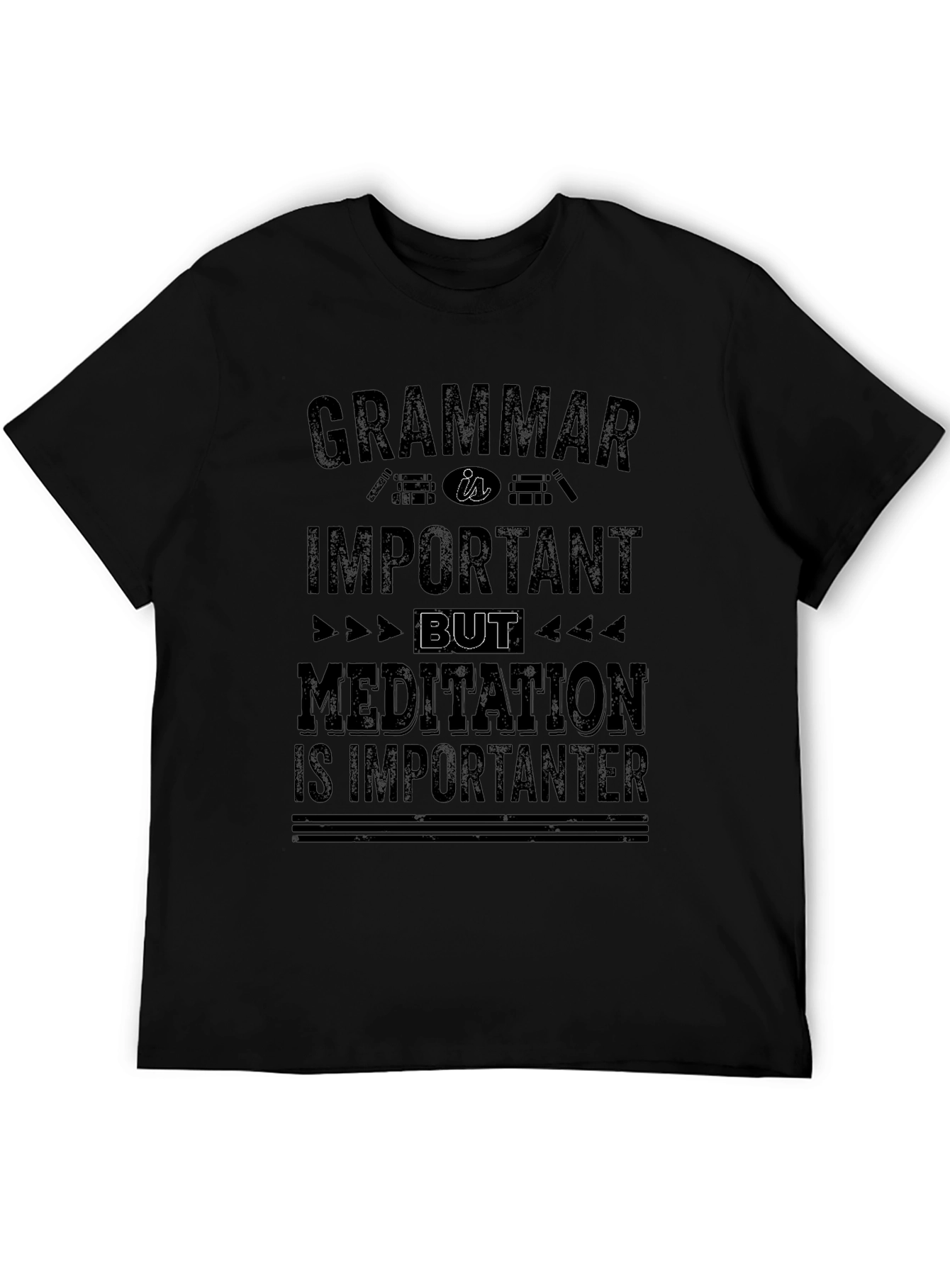 Grammar Meditation T-Shirt | Mens Black Graphic Tee