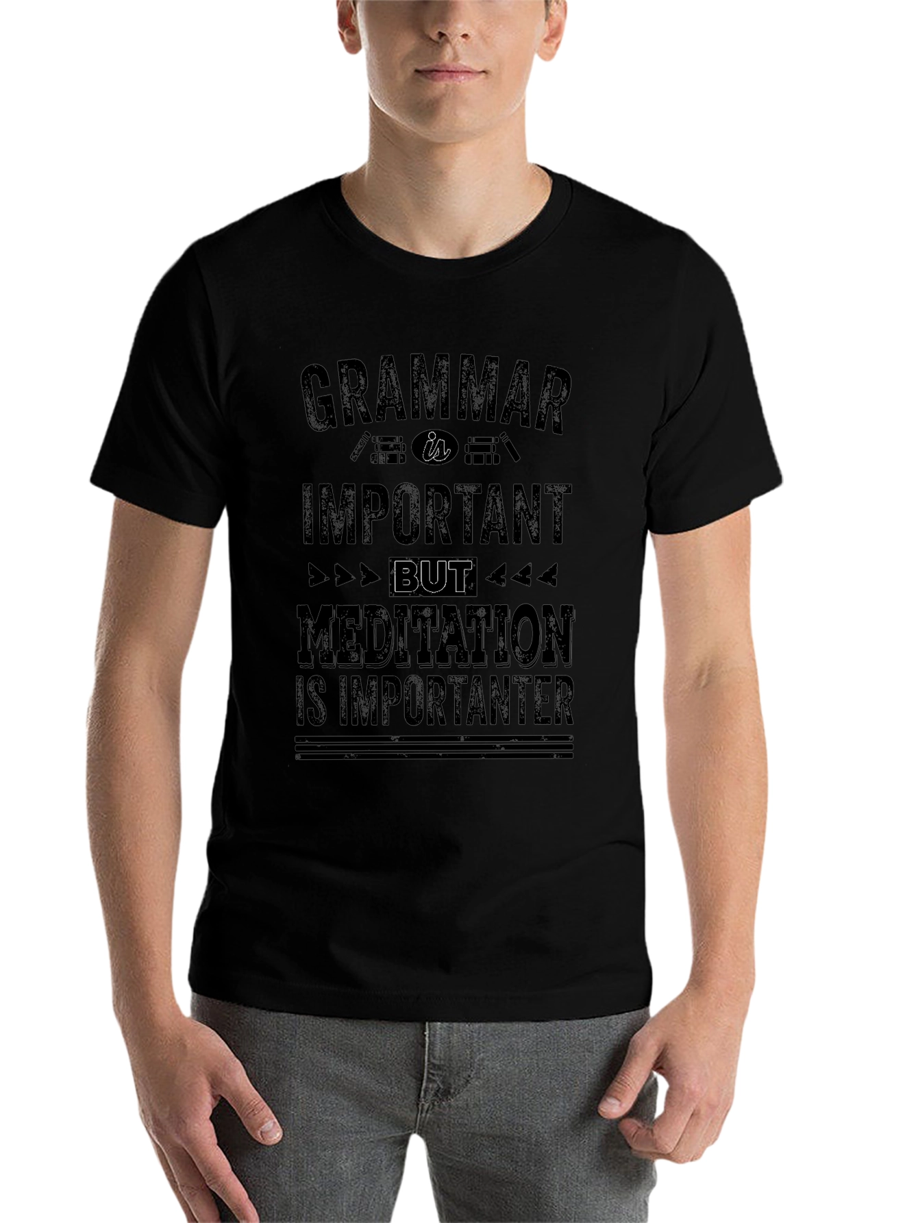 Grammar Meditation T-Shirt | Mens Black Graphic Tee