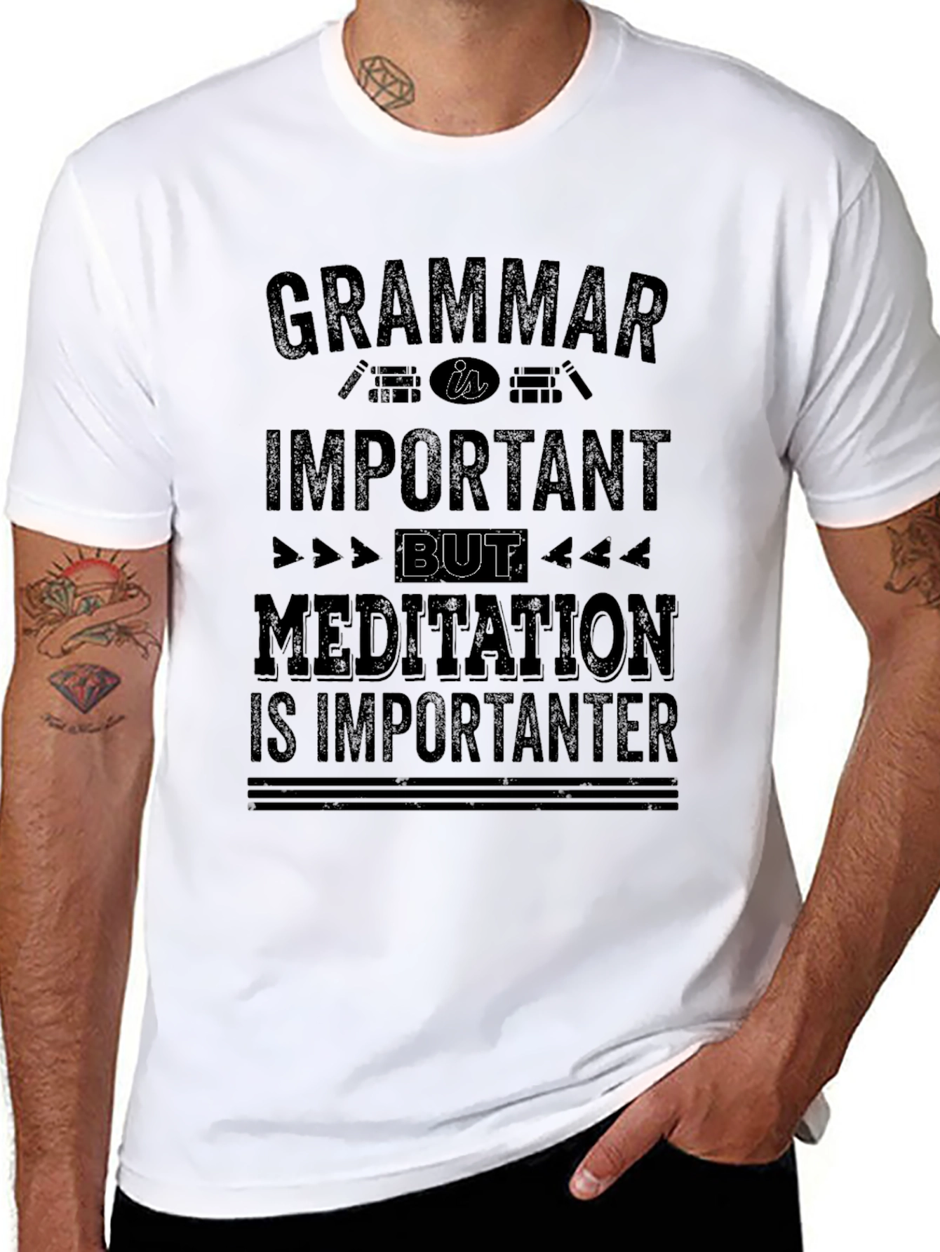 Grammar Meditation T-Shirt | Mens Black Graphic Tee