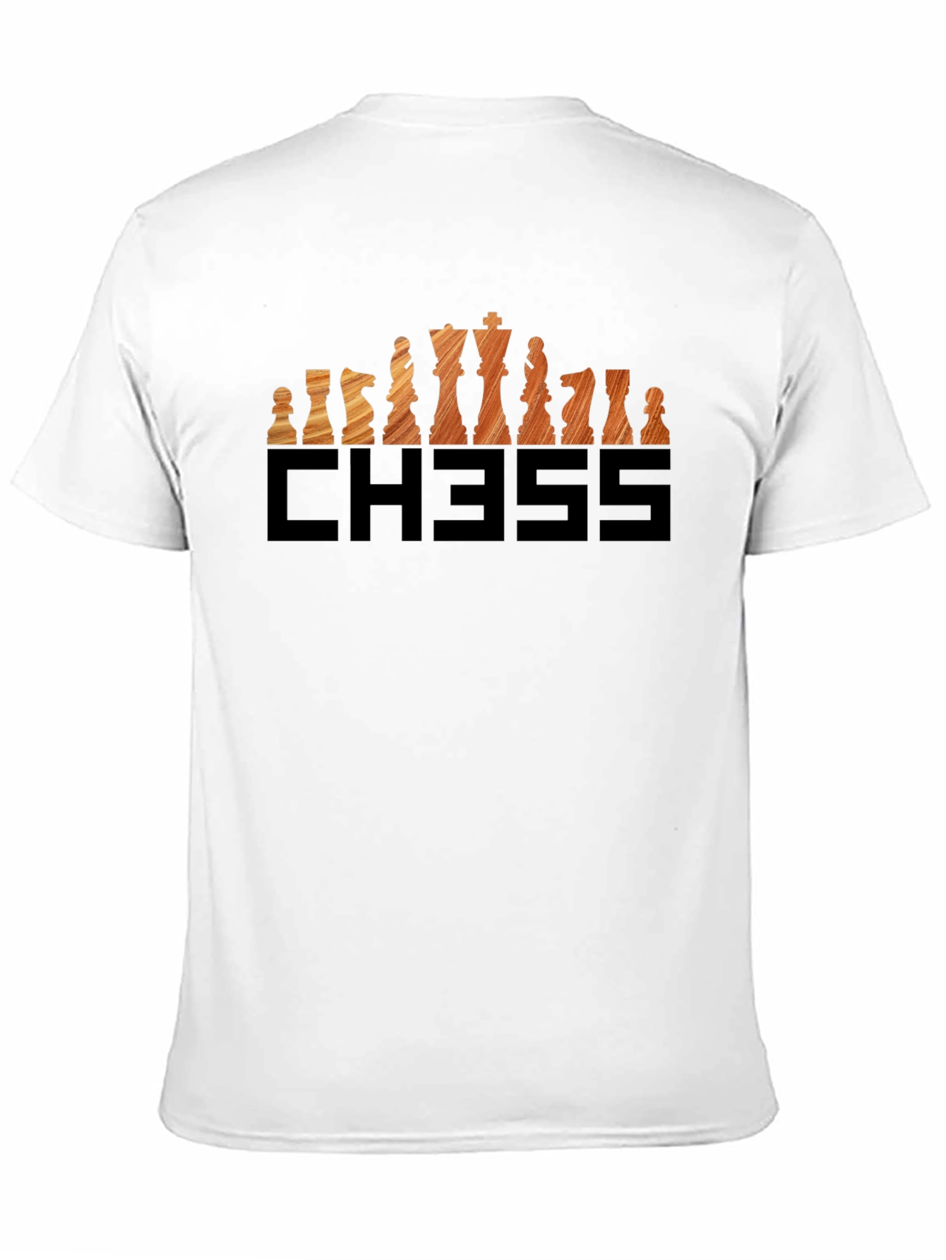Chess Piece Graphic Tee - Wood Grain Design