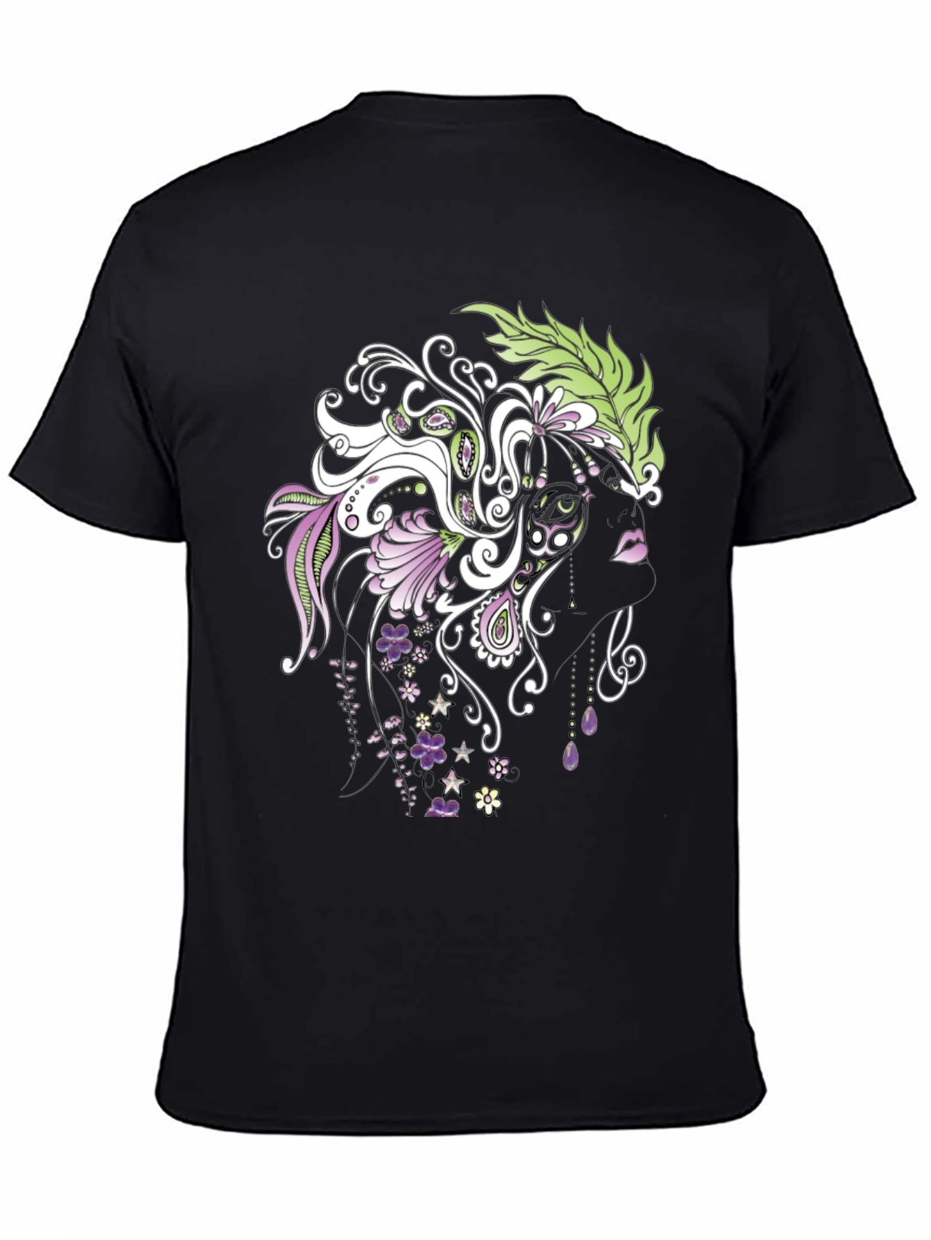 Floral Silhouette Graphic Tee - Stylish Black T-Shirt