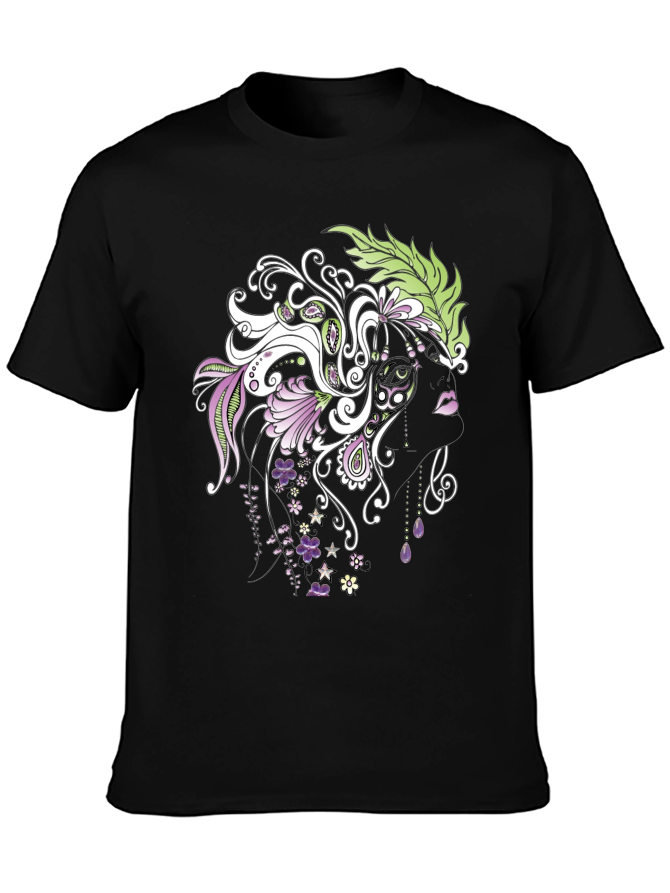 Floral Silhouette Graphic Tee - Stylish Black T-Shirt