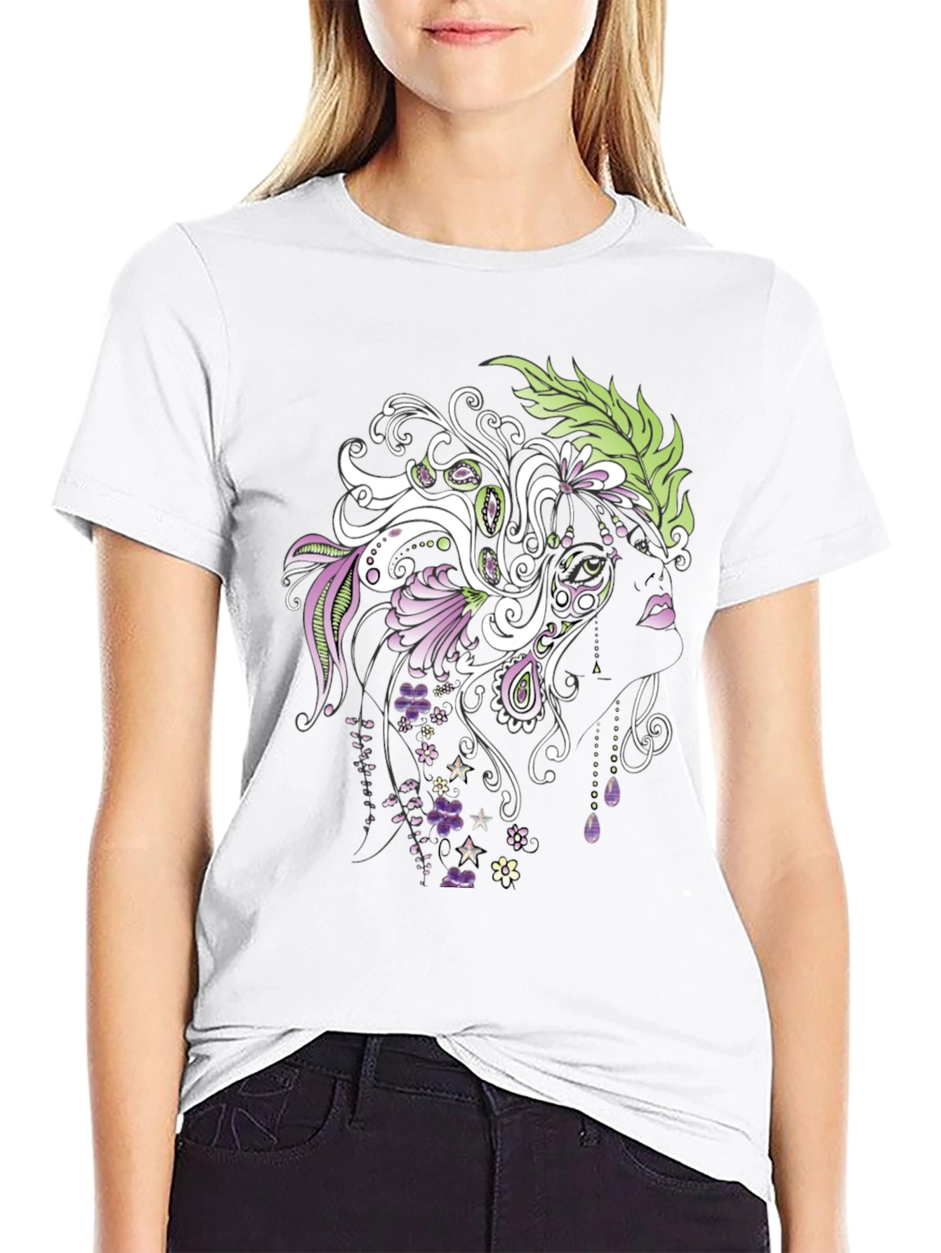 Floral Silhouette Graphic Tee - Stylish Black T-Shirt