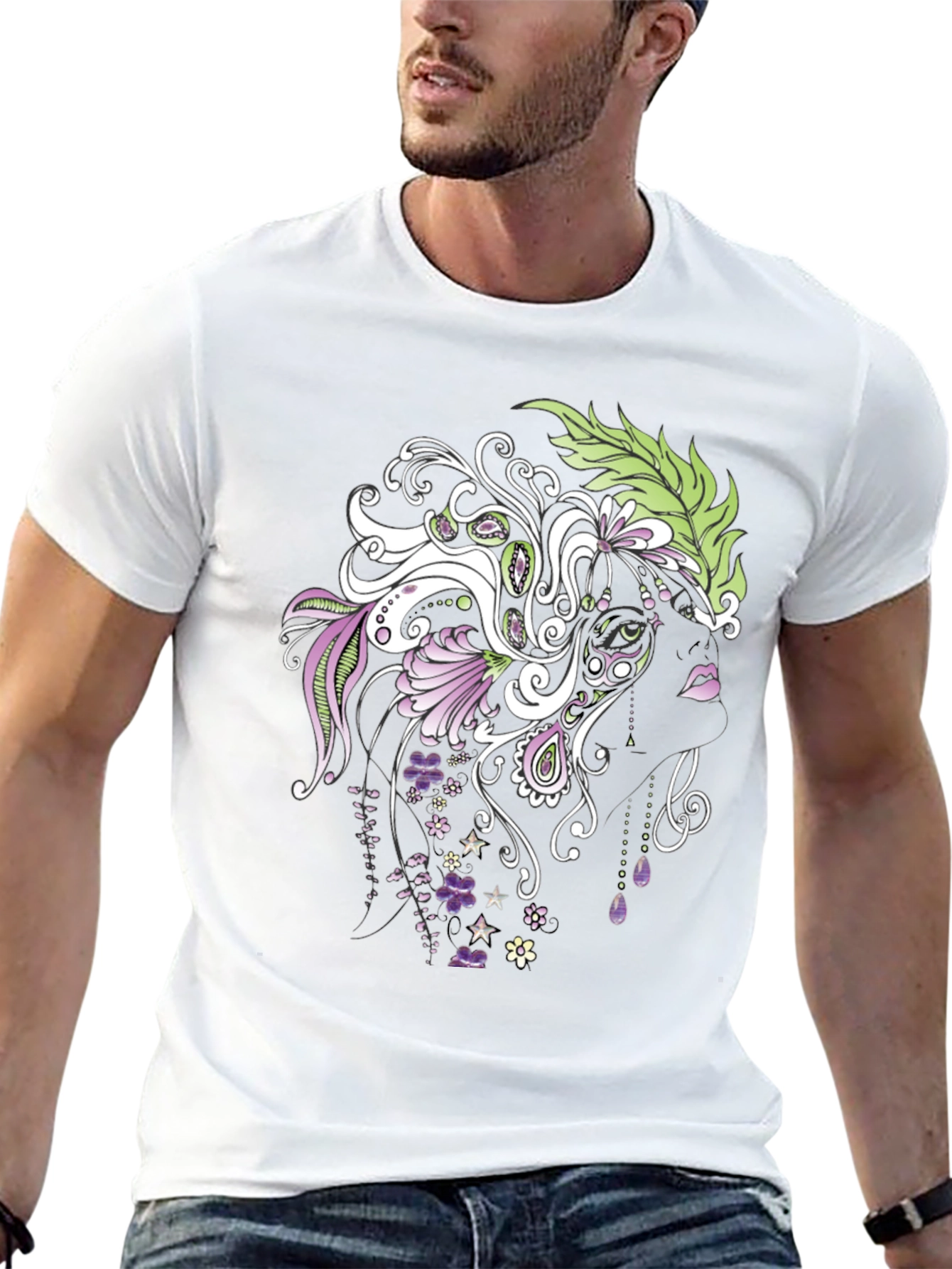 Floral Silhouette Graphic Tee - Stylish Black T-Shirt