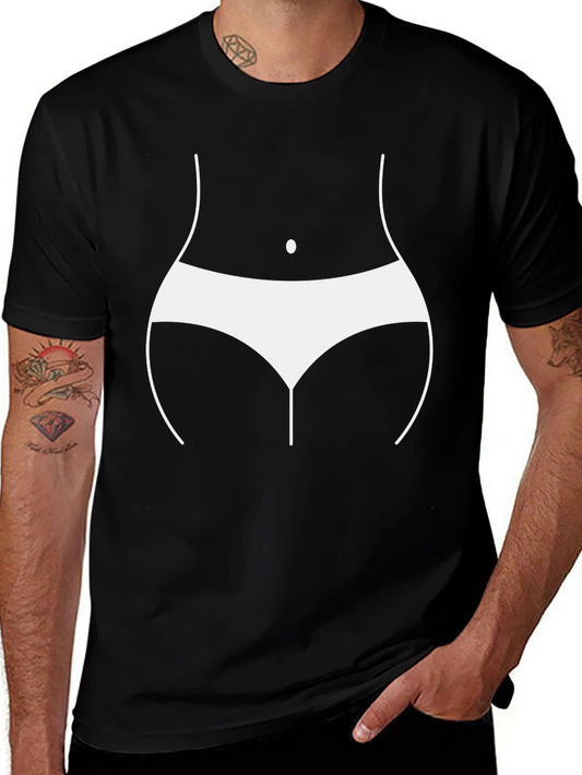 Humorous Body Outline T-Shirt - Black