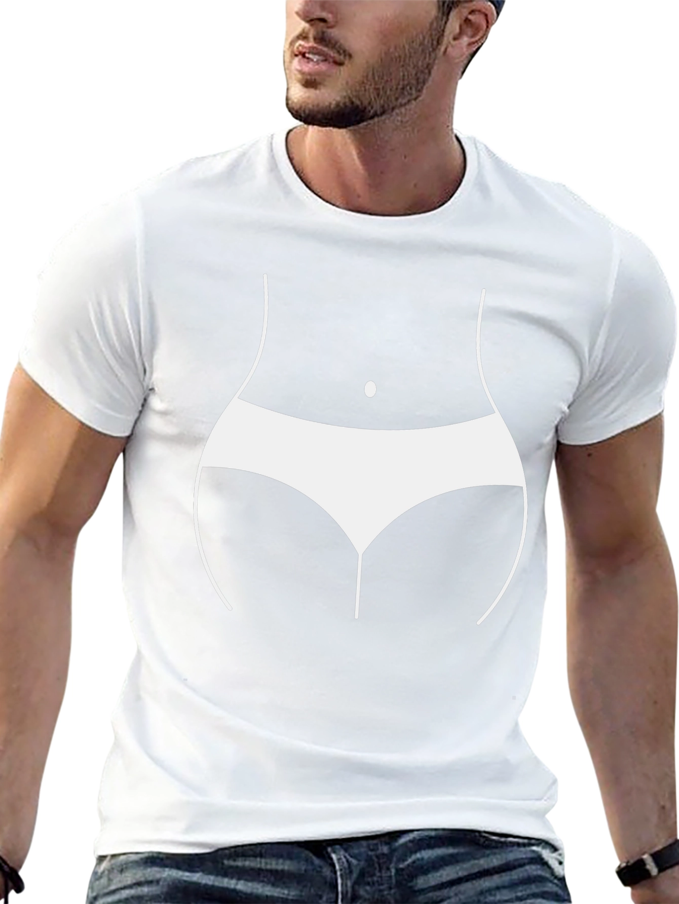 Humorous Body Outline T-Shirt - Black
