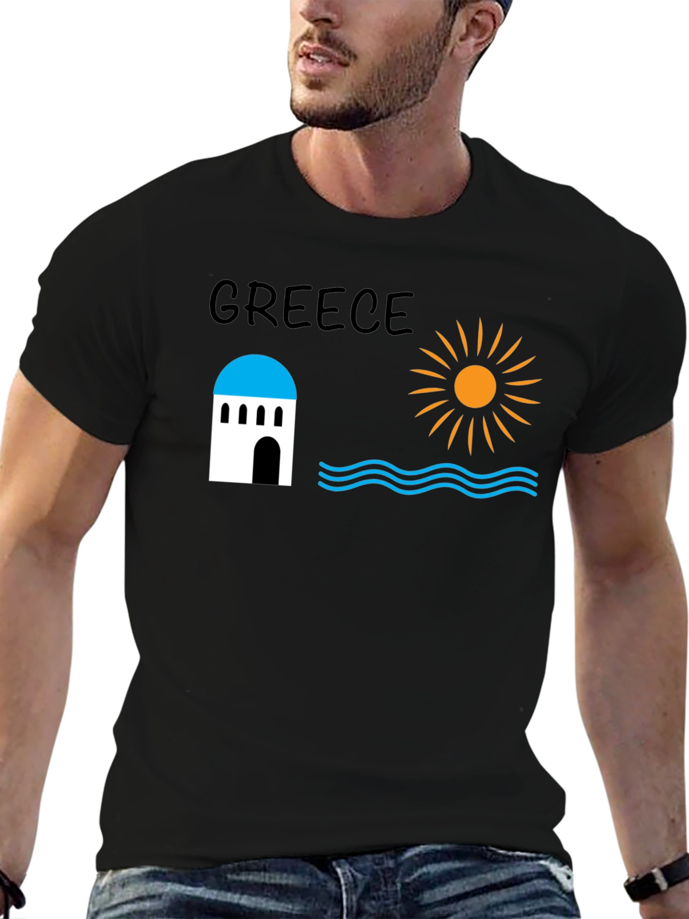 Greece Graphic Tee - Black Unisex T-Shirt