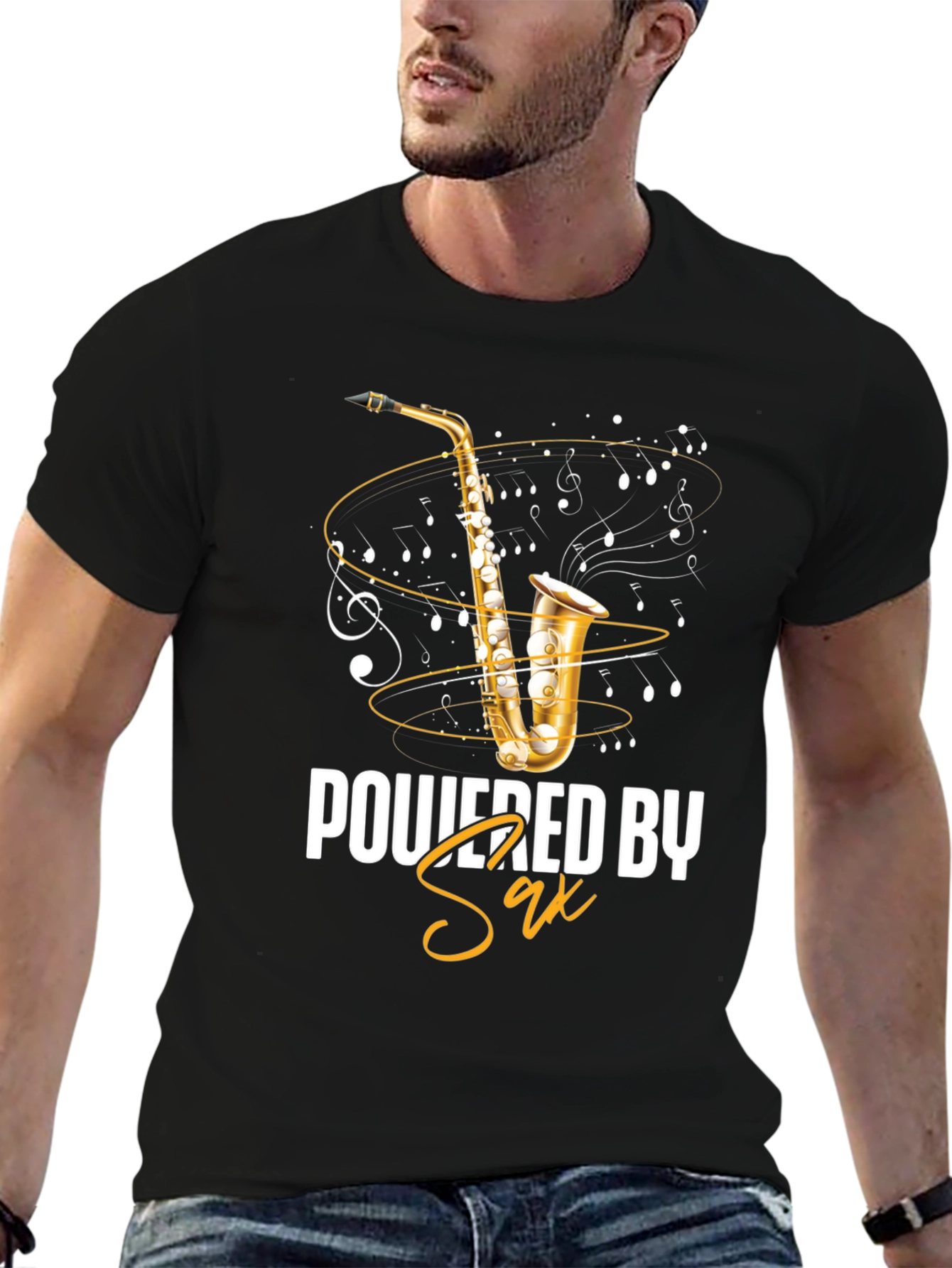 Powered by Sax T-Shirt - Music Lover Tee