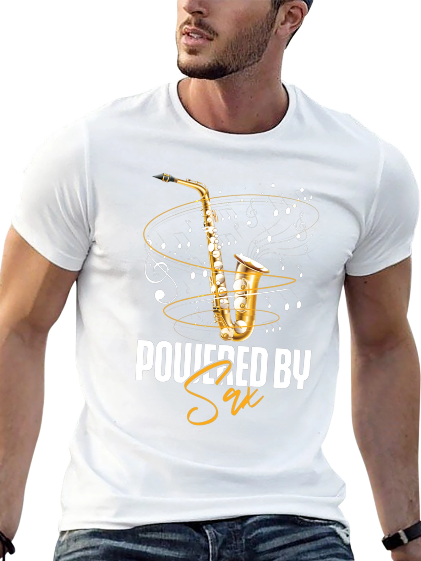 Powered by Sax T-Shirt - Music Lover Tee