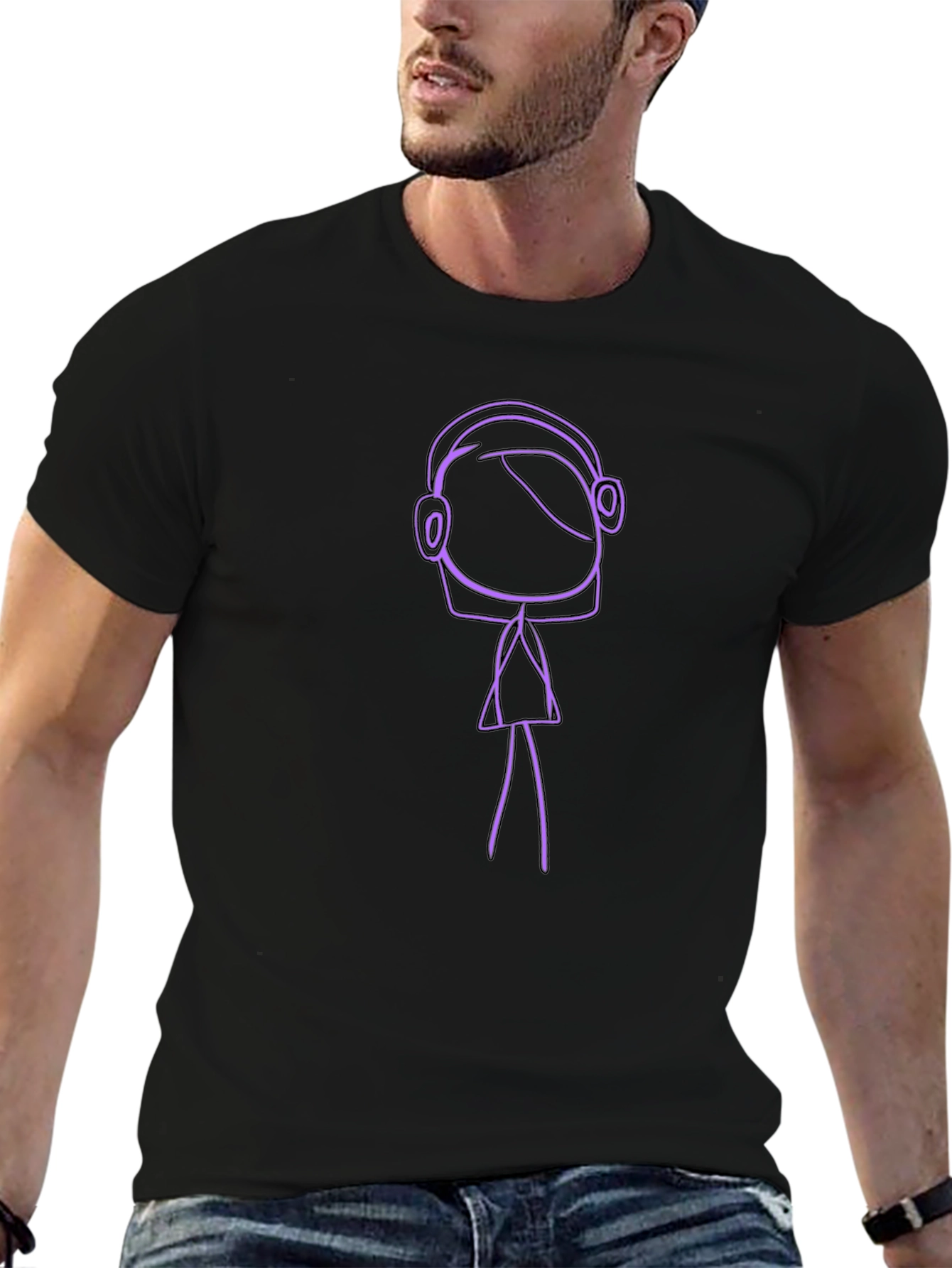 Stick Figure DJ Black T-Shirt