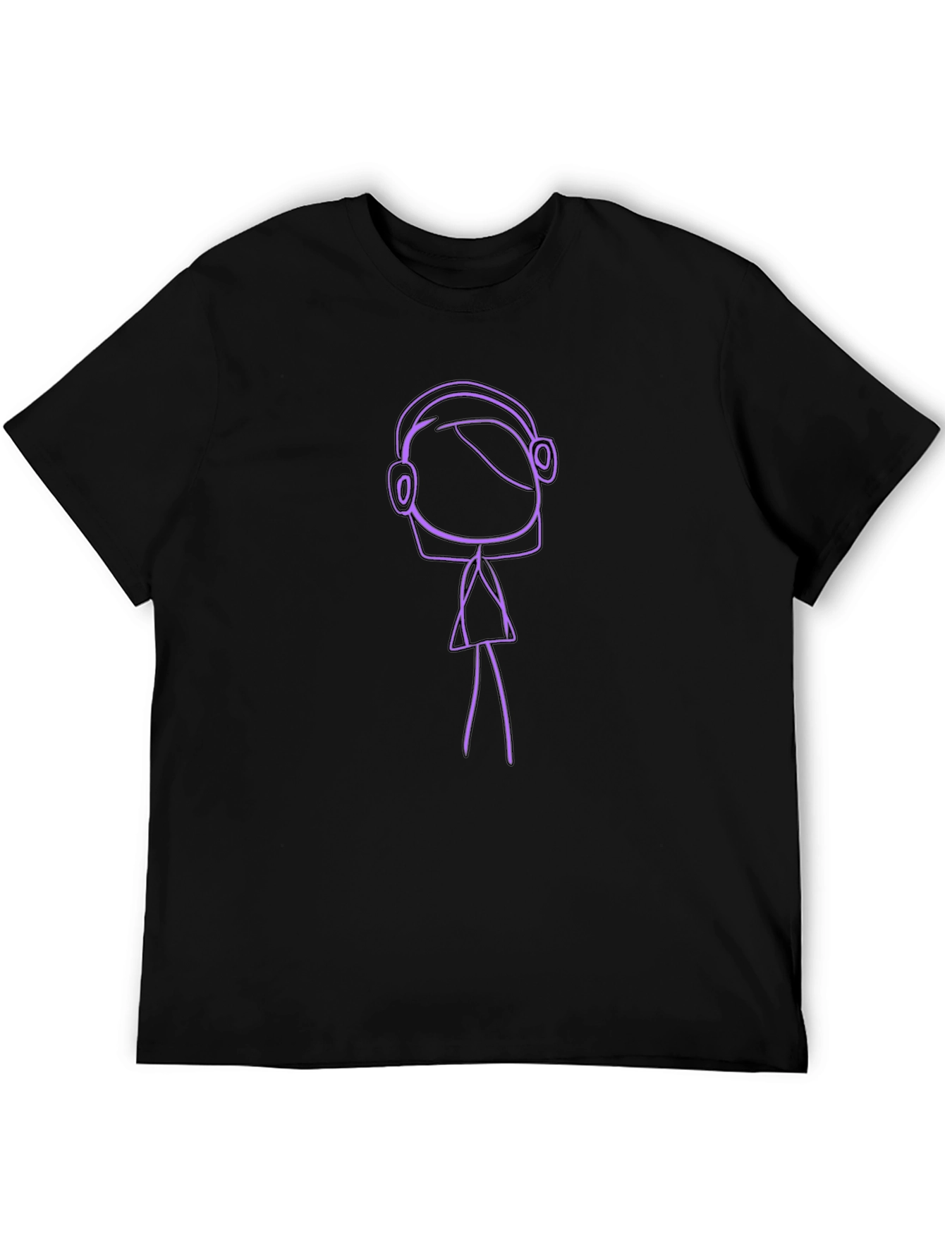 Stick Figure DJ Black T-Shirt