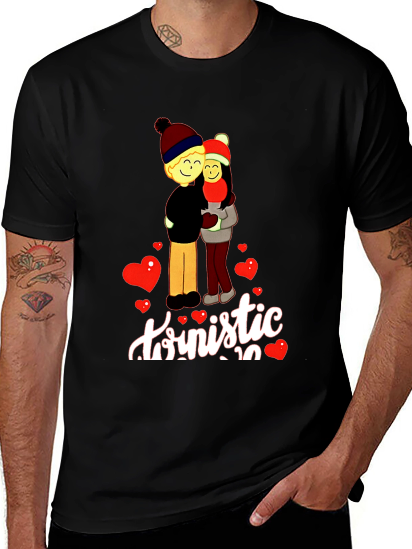 Romantic Couple Graphic Print T-Shirt