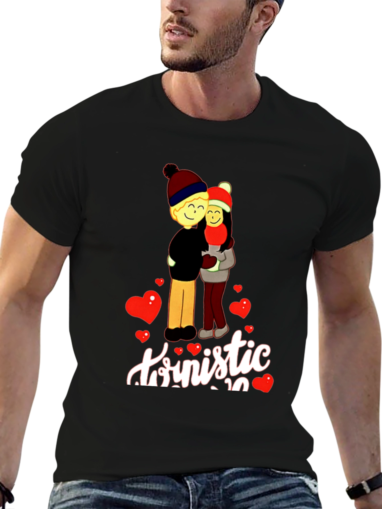 Romantic Couple Graphic Print T-Shirt