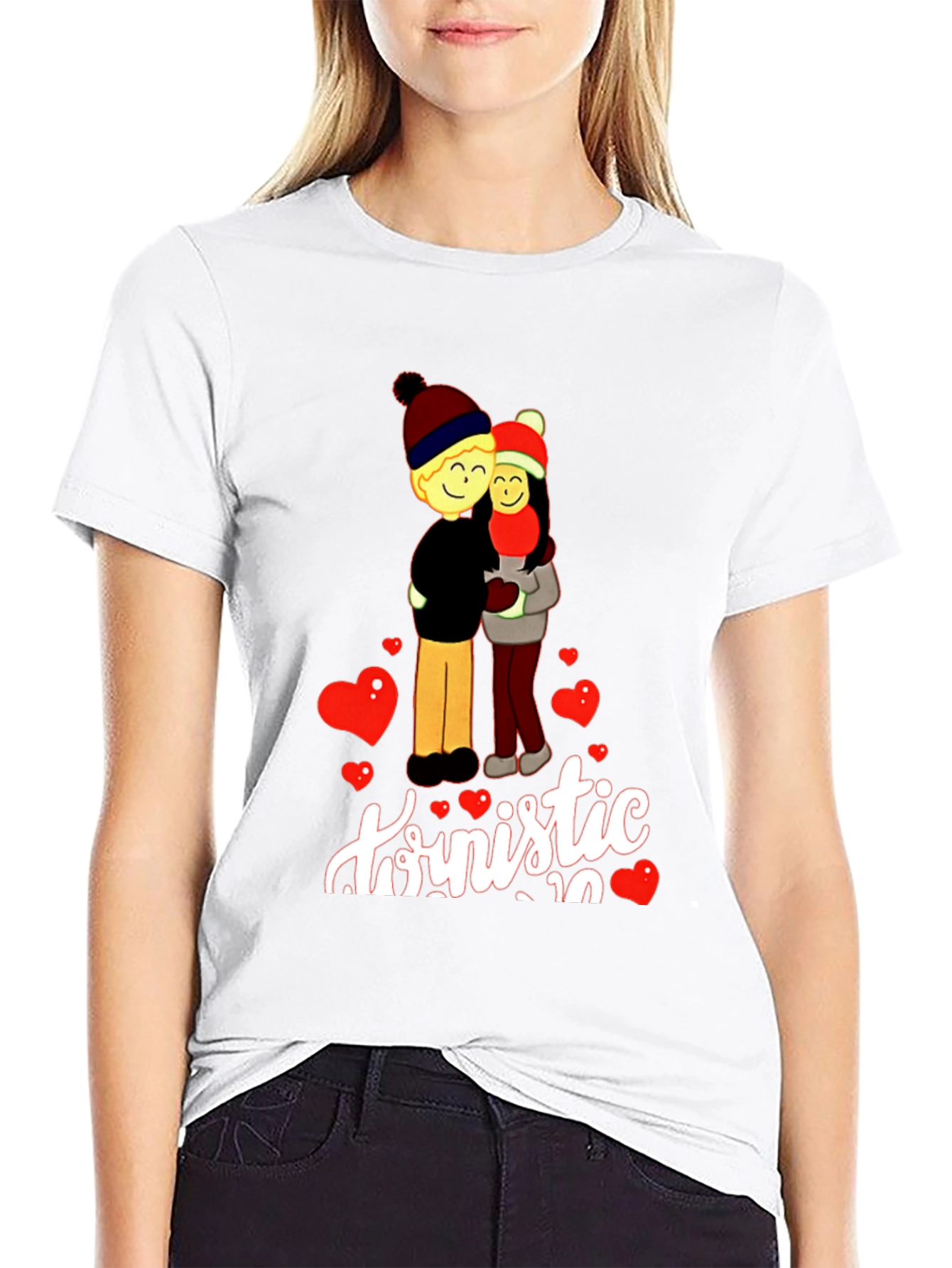 Romantic Couple Graphic Print T-Shirt