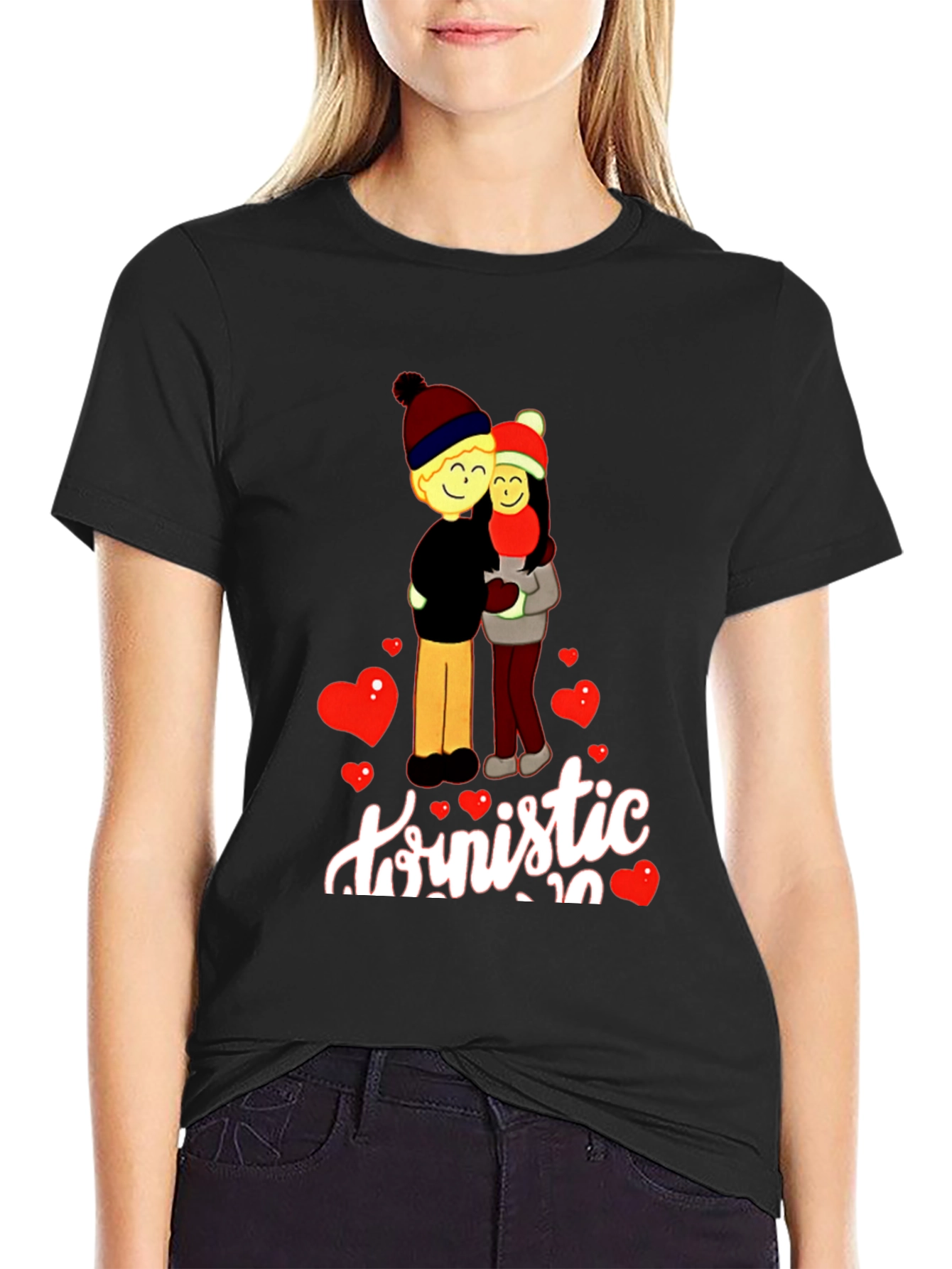 Romantic Couple Graphic Print T-Shirt