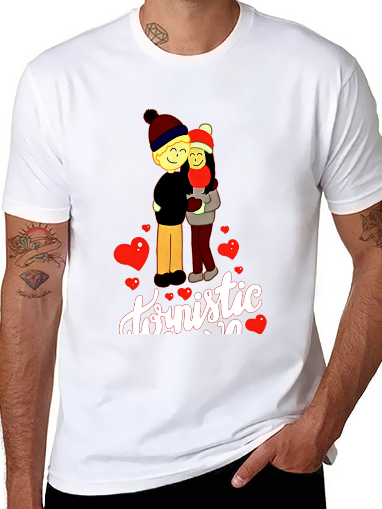 Romantic Couple Graphic Print T-Shirt