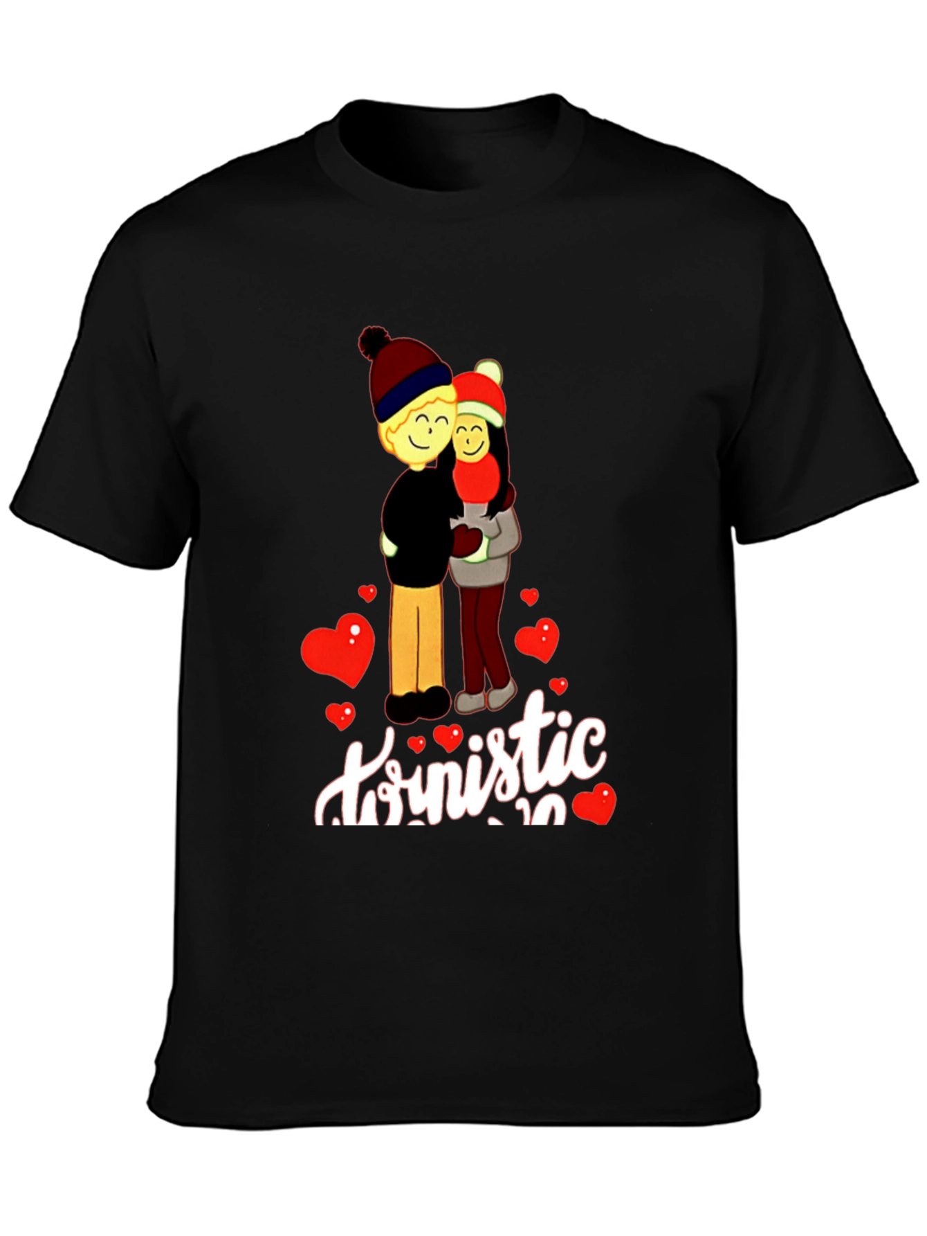 Romantic Couple Graphic Print T-Shirt